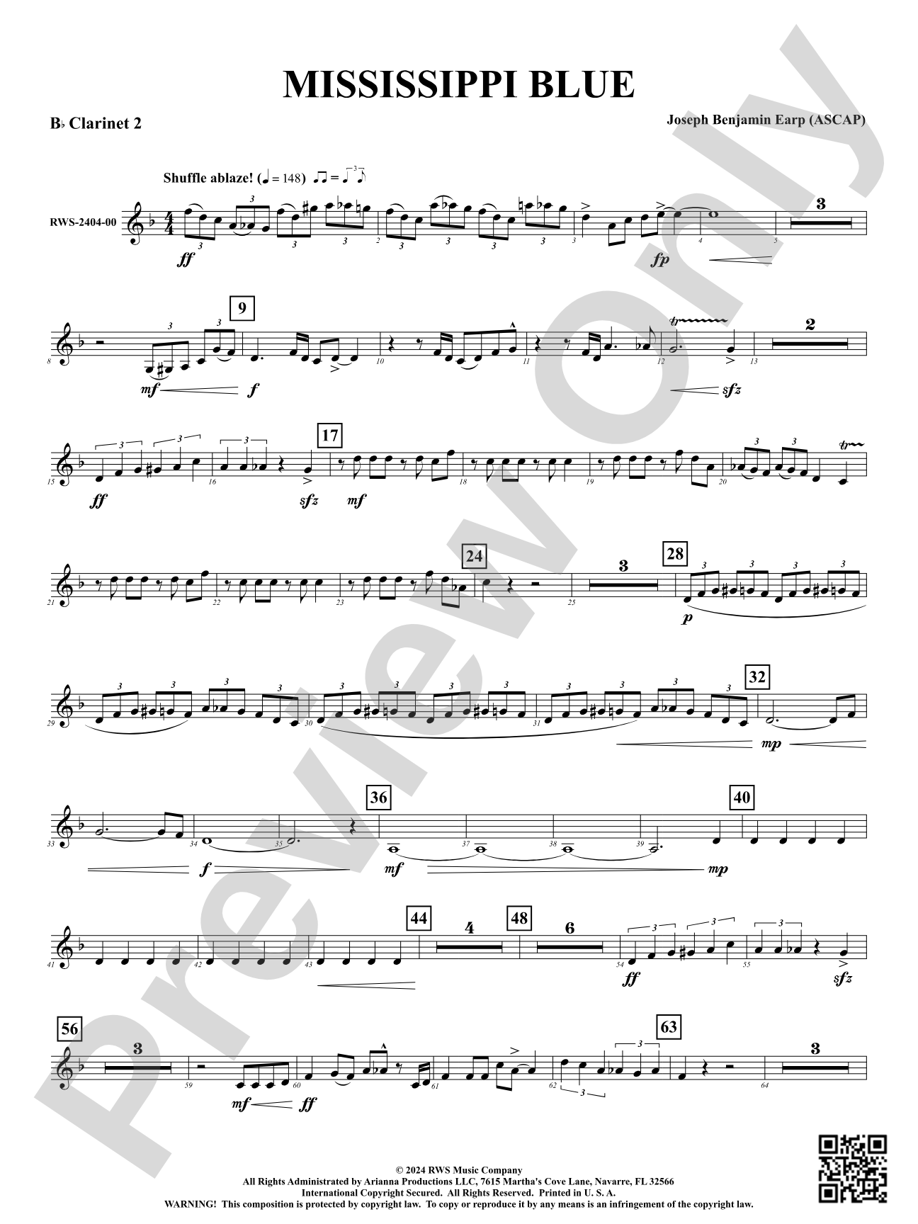 Mississippi Blue: 2nd B-flat Clarinet