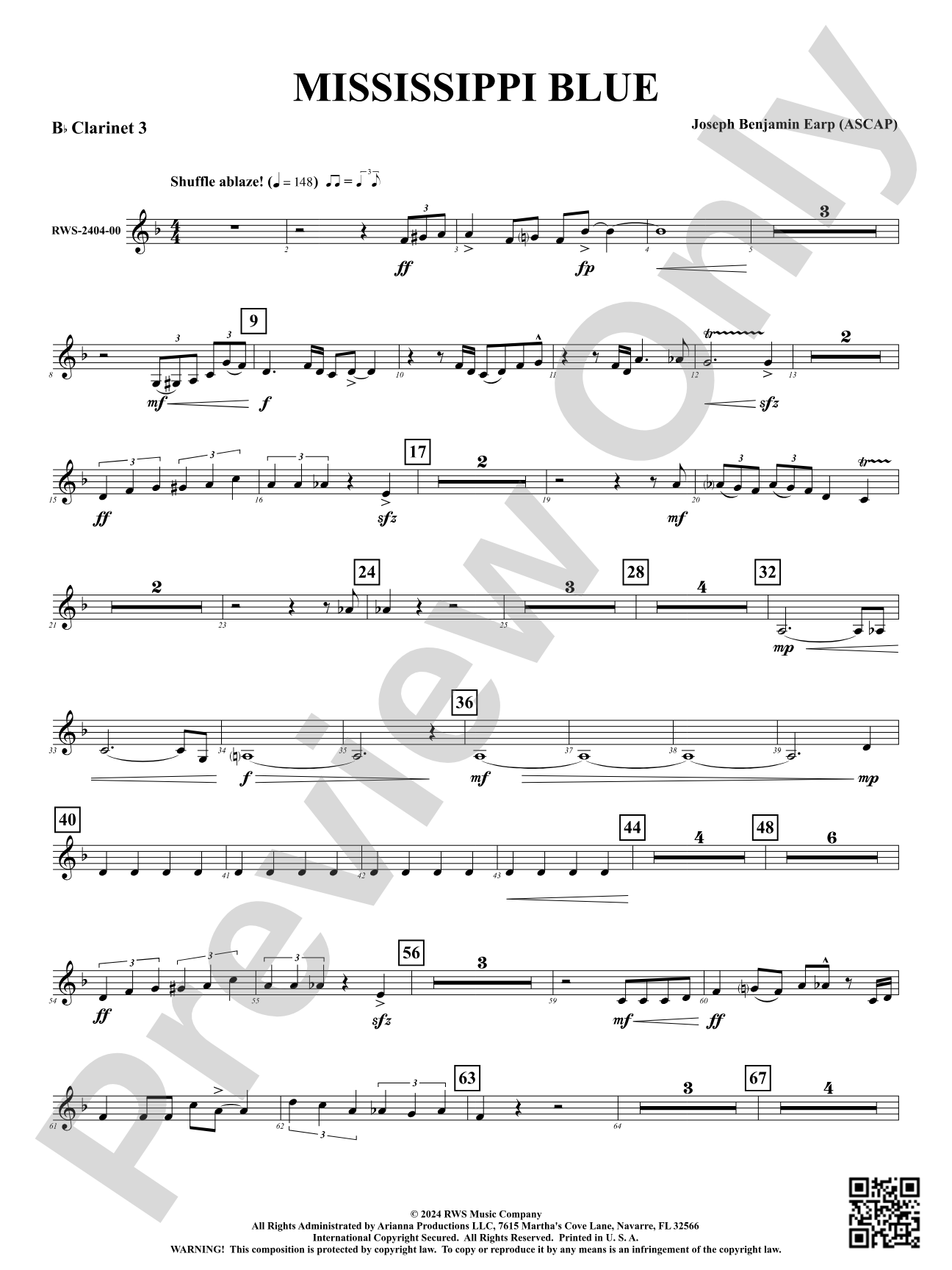Mississippi Blue: 3rd B-flat Clarinet