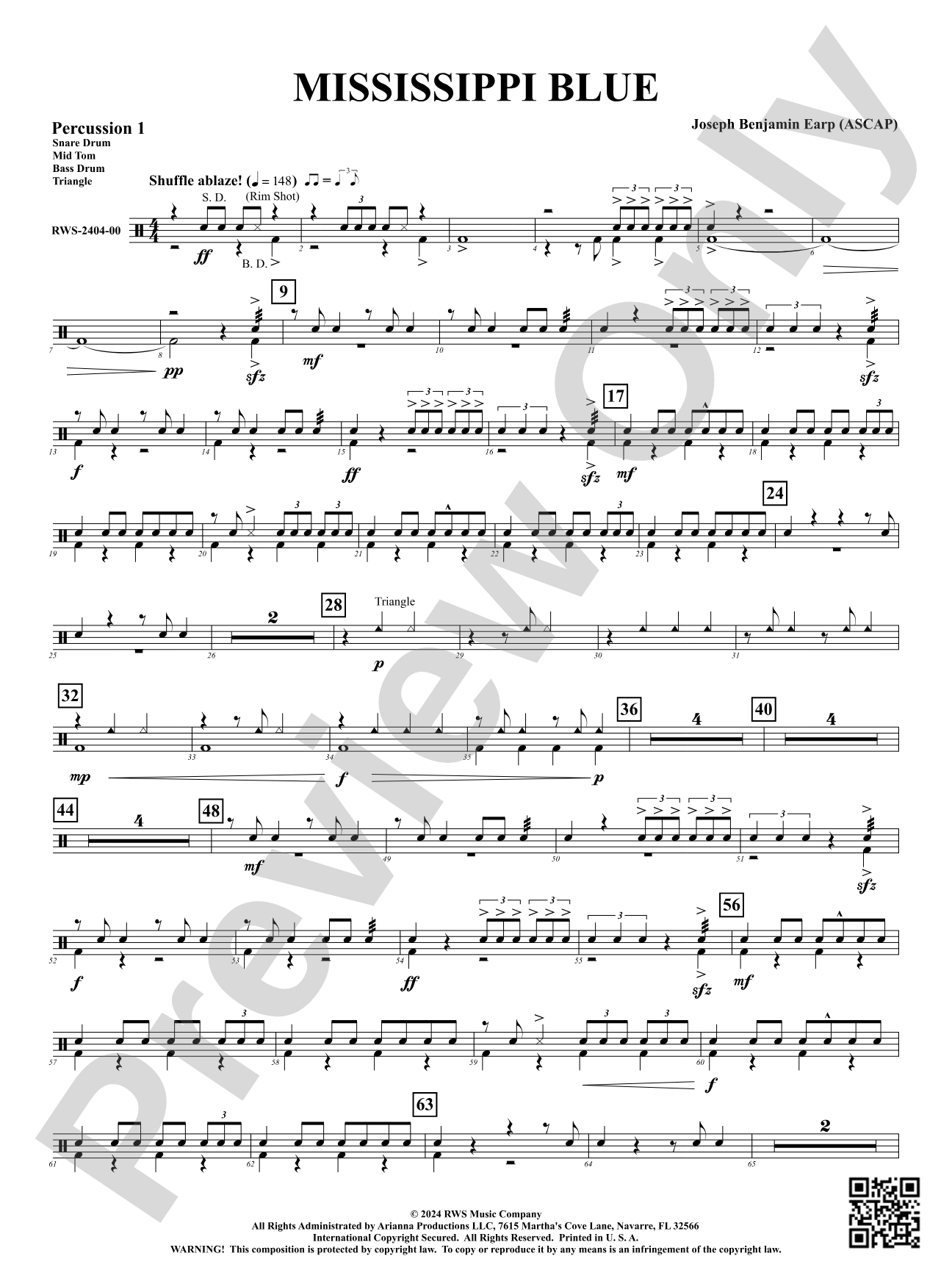 Mississippi Blue: 1st Percussion