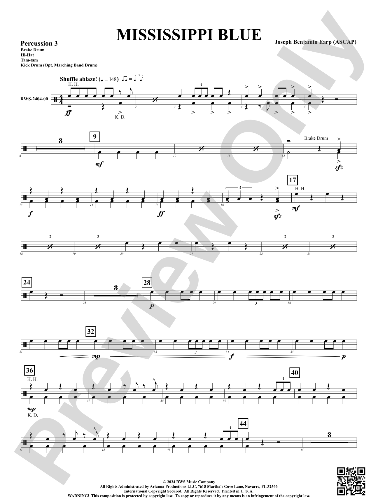 Mississippi Blue: 3rd Percussion