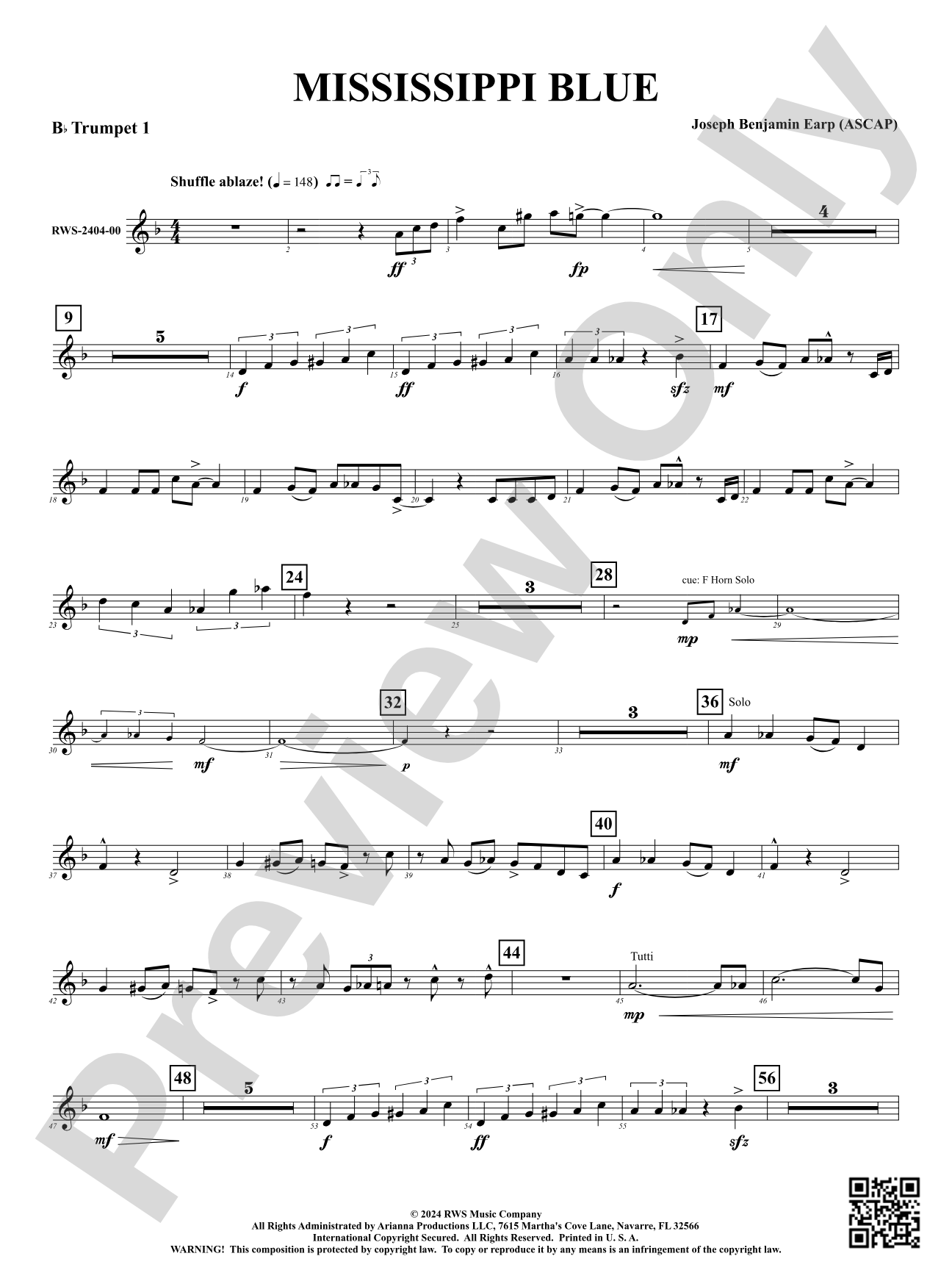 Mississippi Blue: 1st B-flat Trumpet