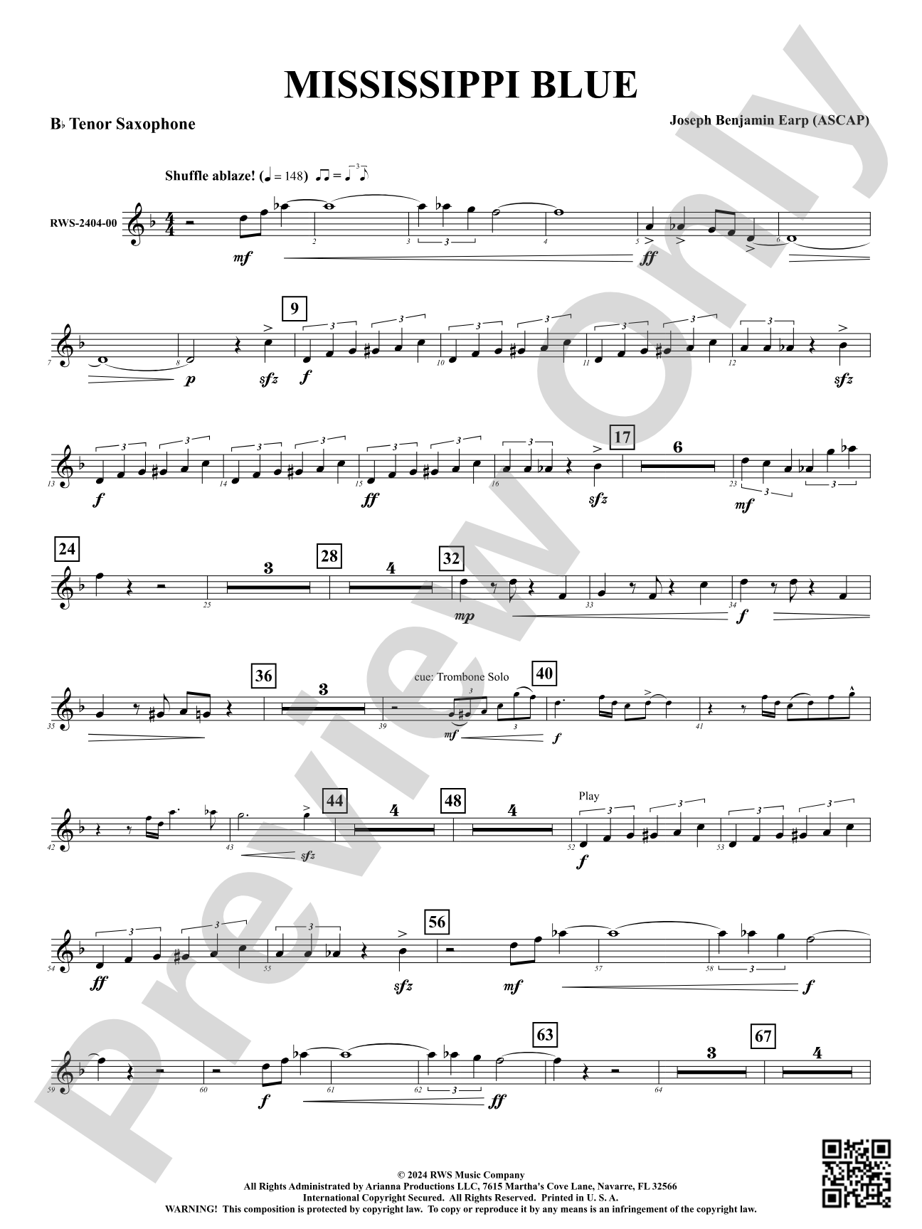 Mississippi Blue: B-flat Tenor Saxophone