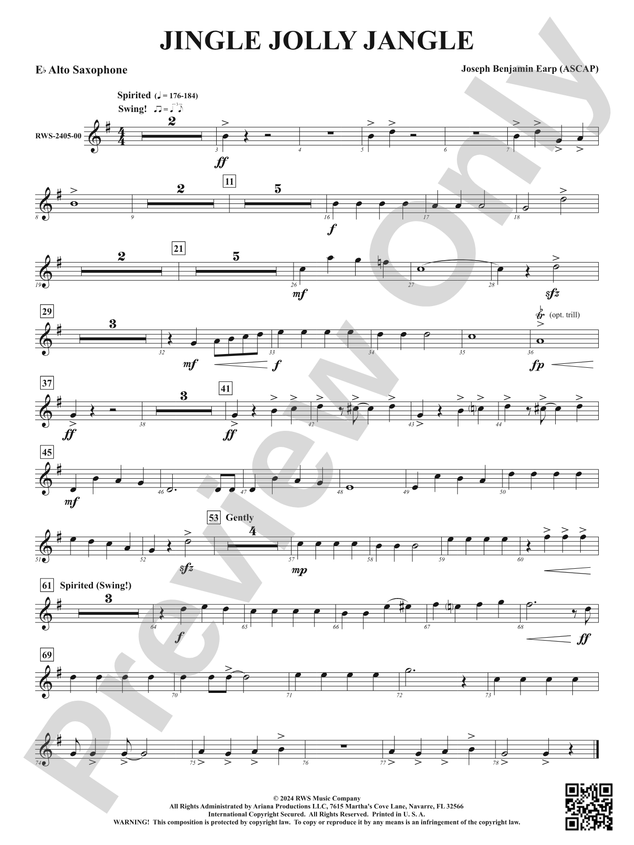 Jingle Jolly Jangle: 1st E-flat Alto Saxophone