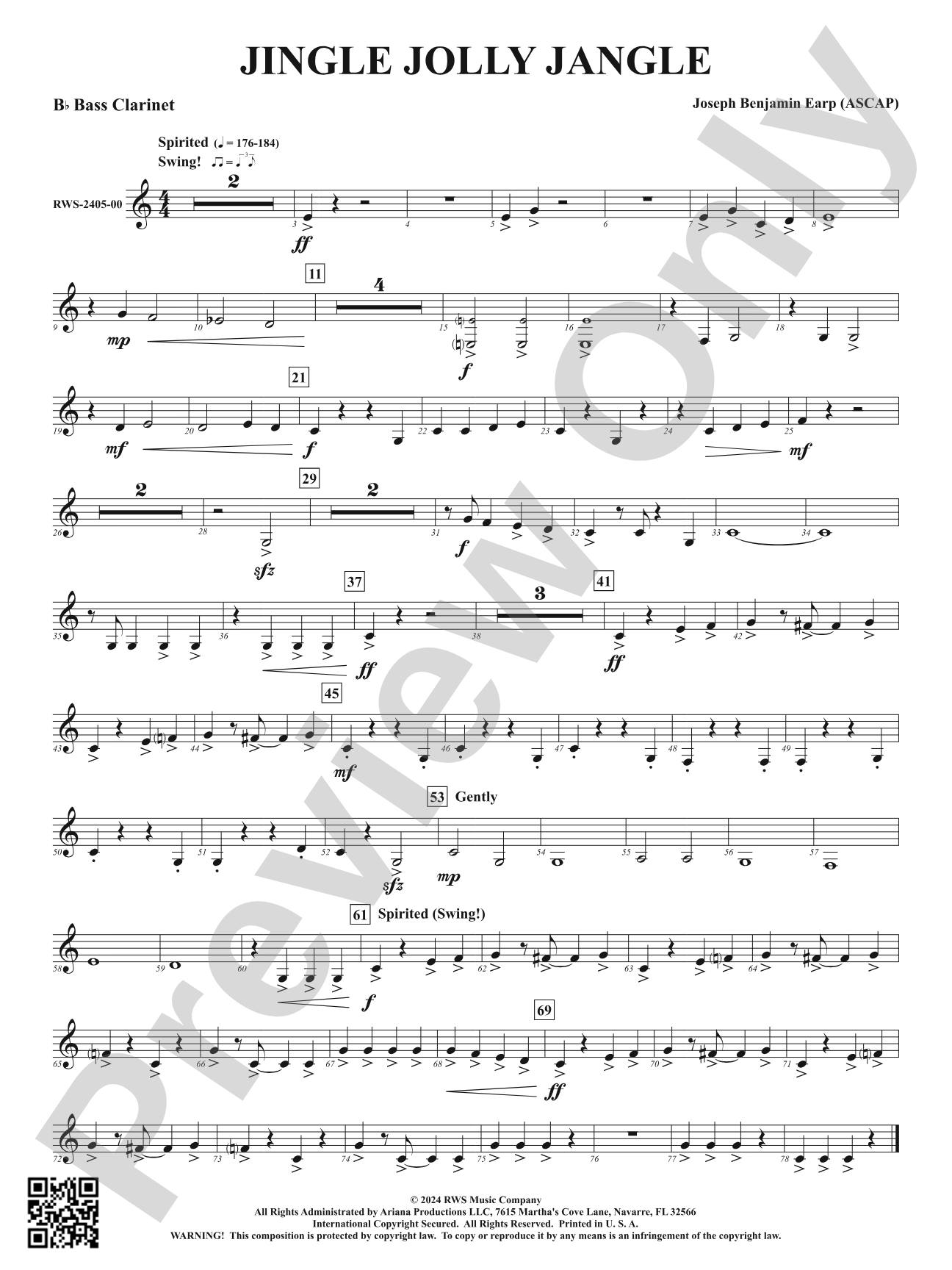 Jingle Jolly Jangle: B-flat Bass Clarinet