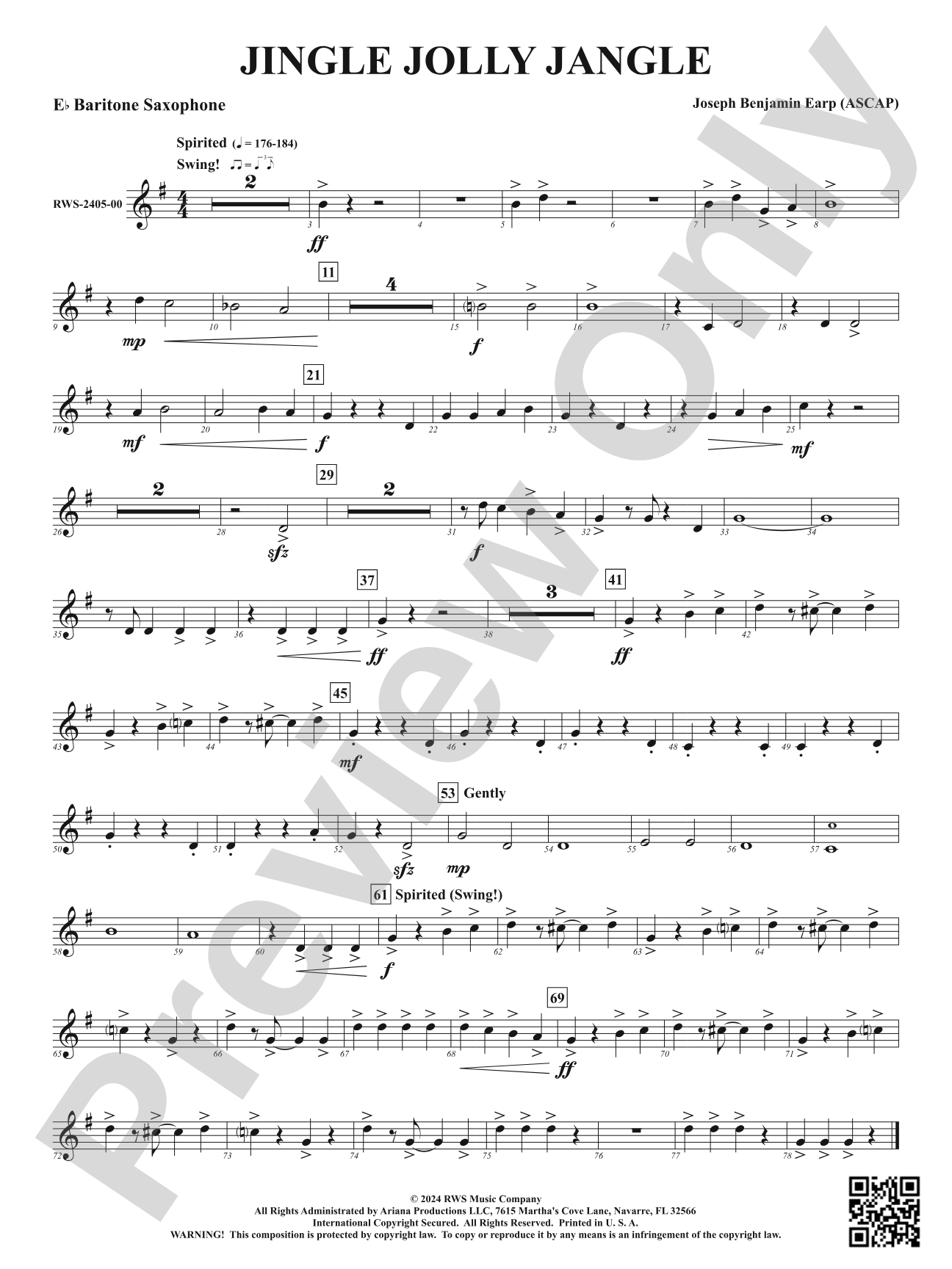 Jingle Jolly Jangle: E-flat Baritone Saxophone