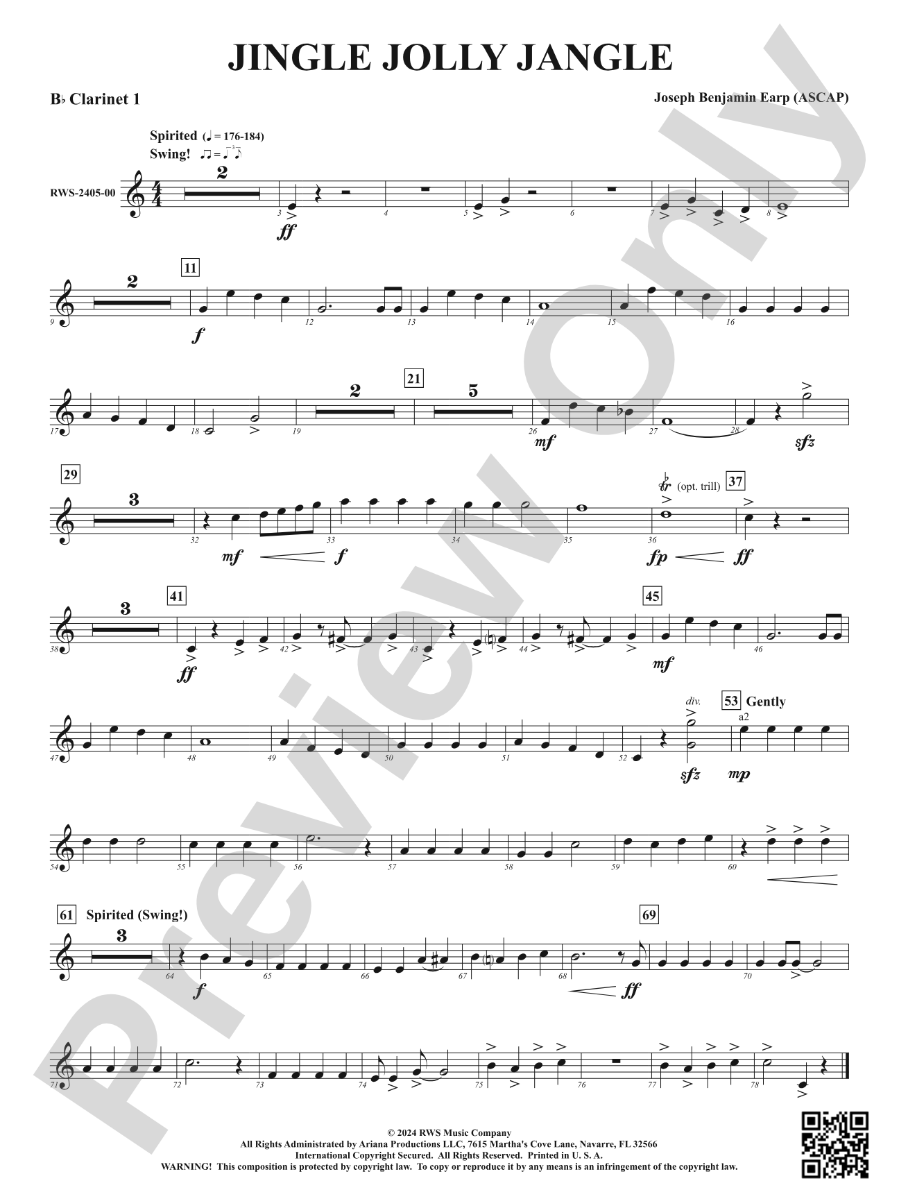 Jingle Jolly Jangle: 1st B-flat Clarinet