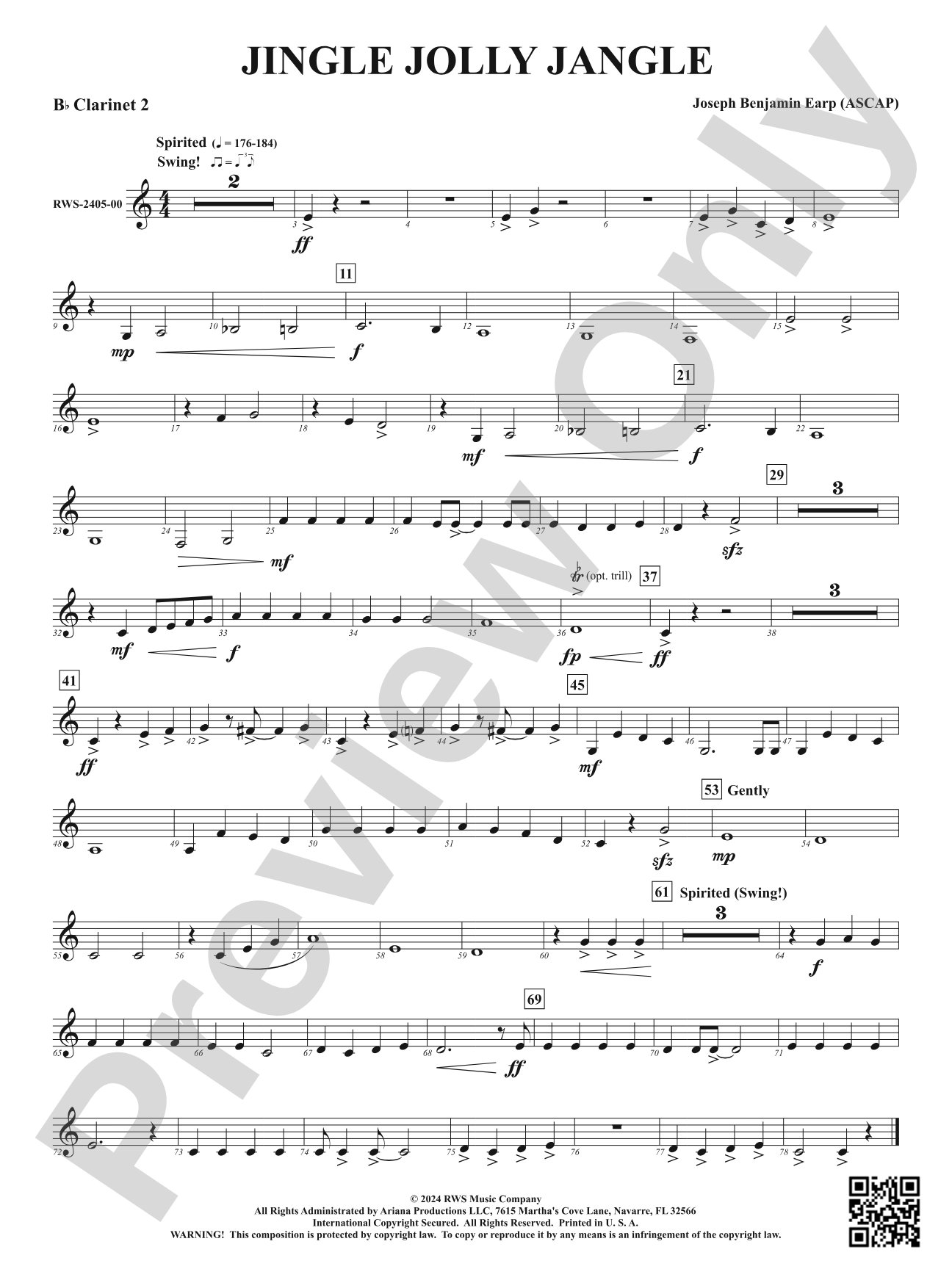 Jingle Jolly Jangle: 2nd B-flat Clarinet