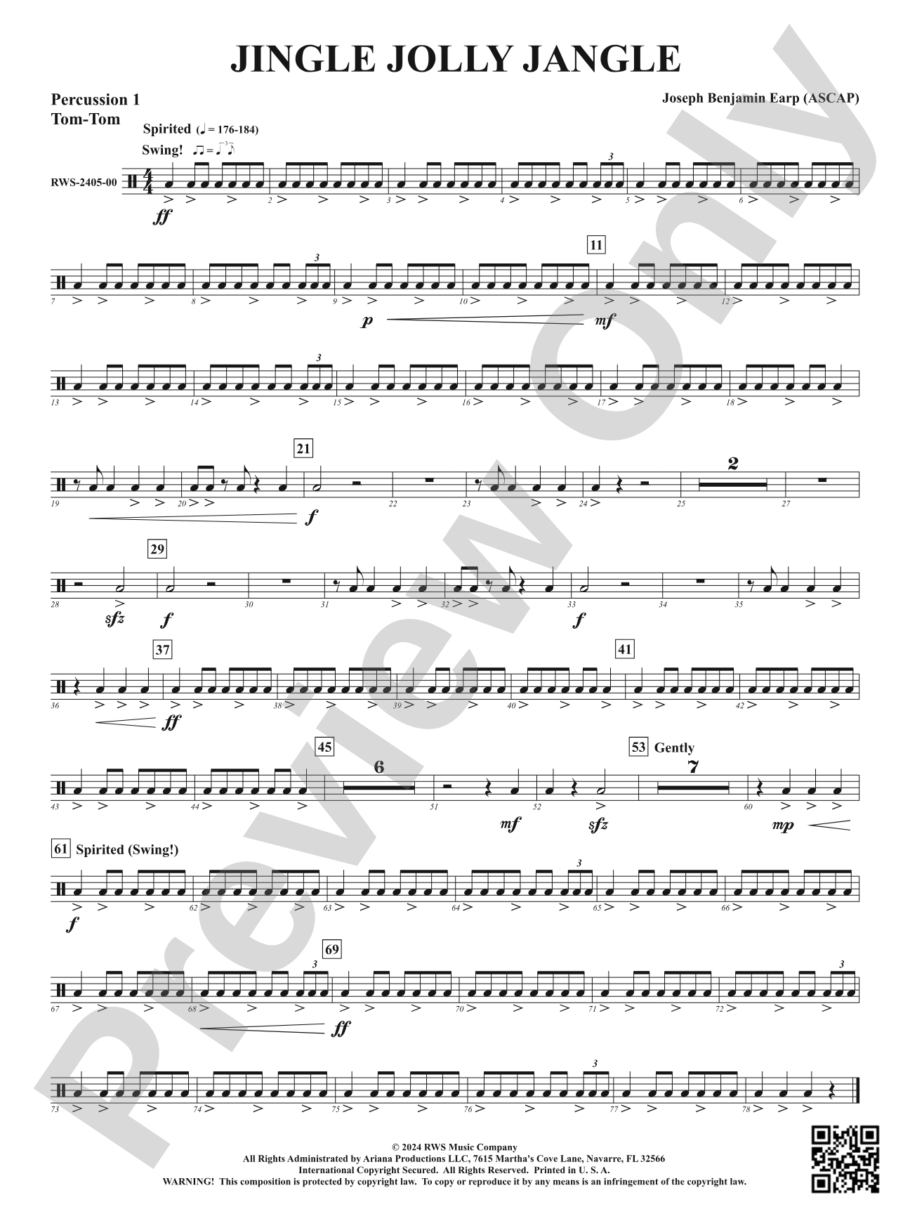 Jingle Jolly Jangle: 1st Percussion