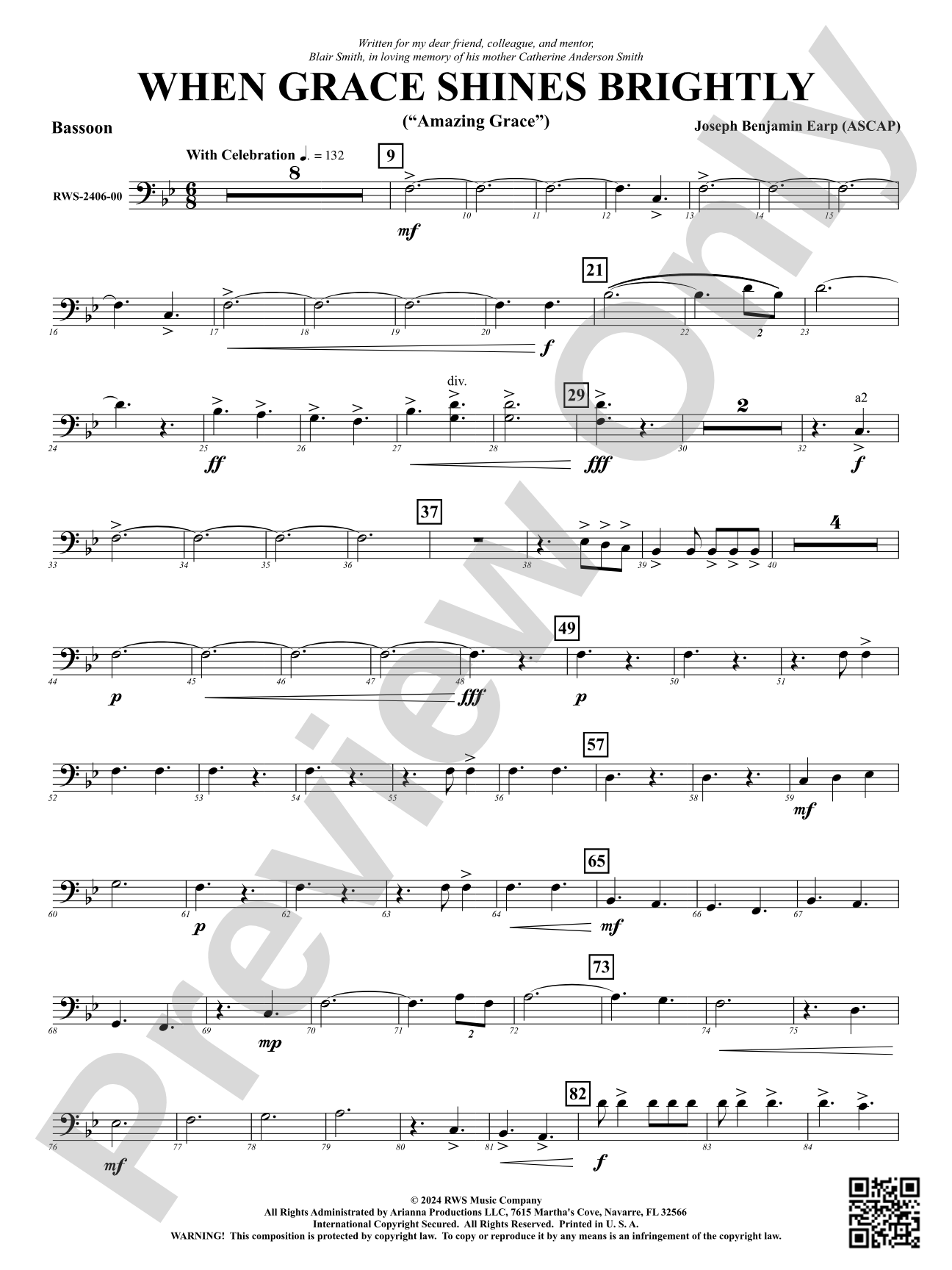 When Grace Shines Brightly - ("Amazing Grace"): Bassoon
