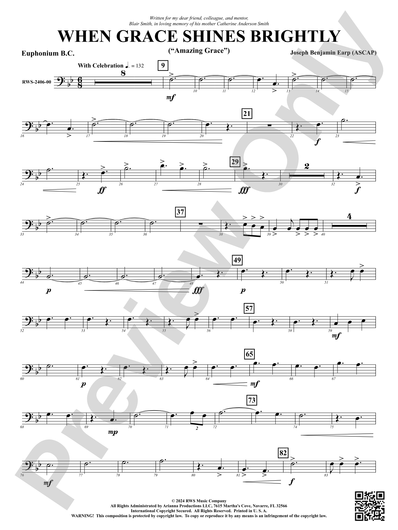 When Grace Shines Brightly - ("Amazing Grace"): Baritone B.C.