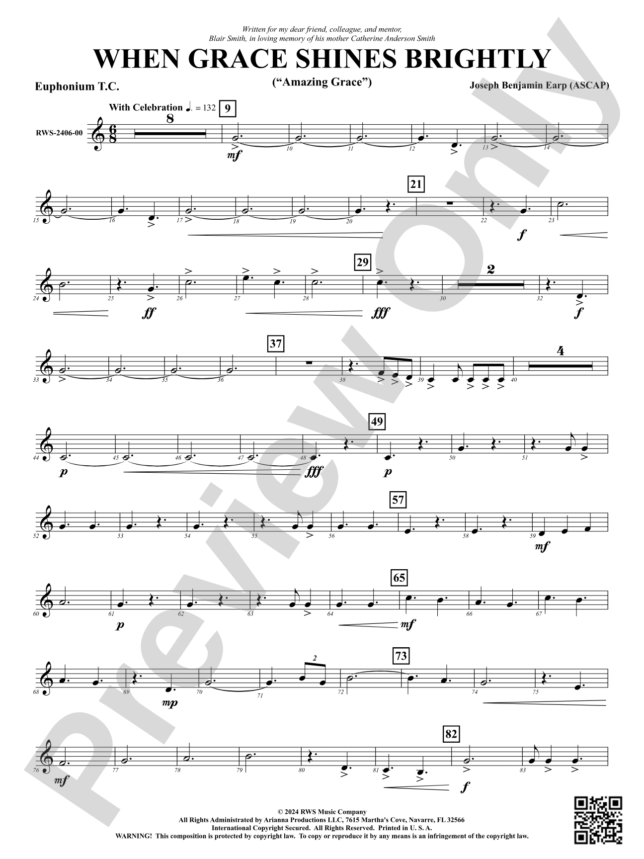 When Grace Shines Brightly - ("Amazing Grace"): Baritone T.C.