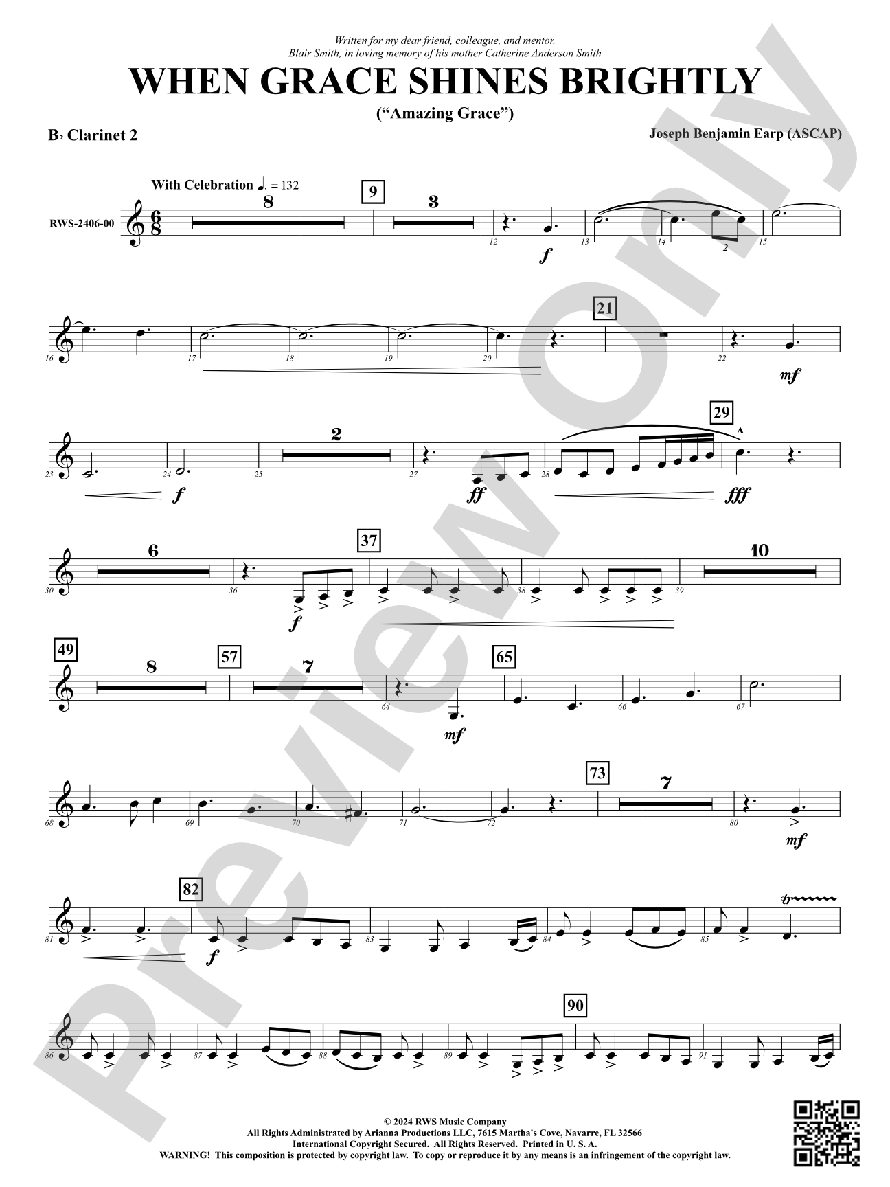 When Grace Shines Brightly - ("Amazing Grace"): 2nd B-flat Clarinet