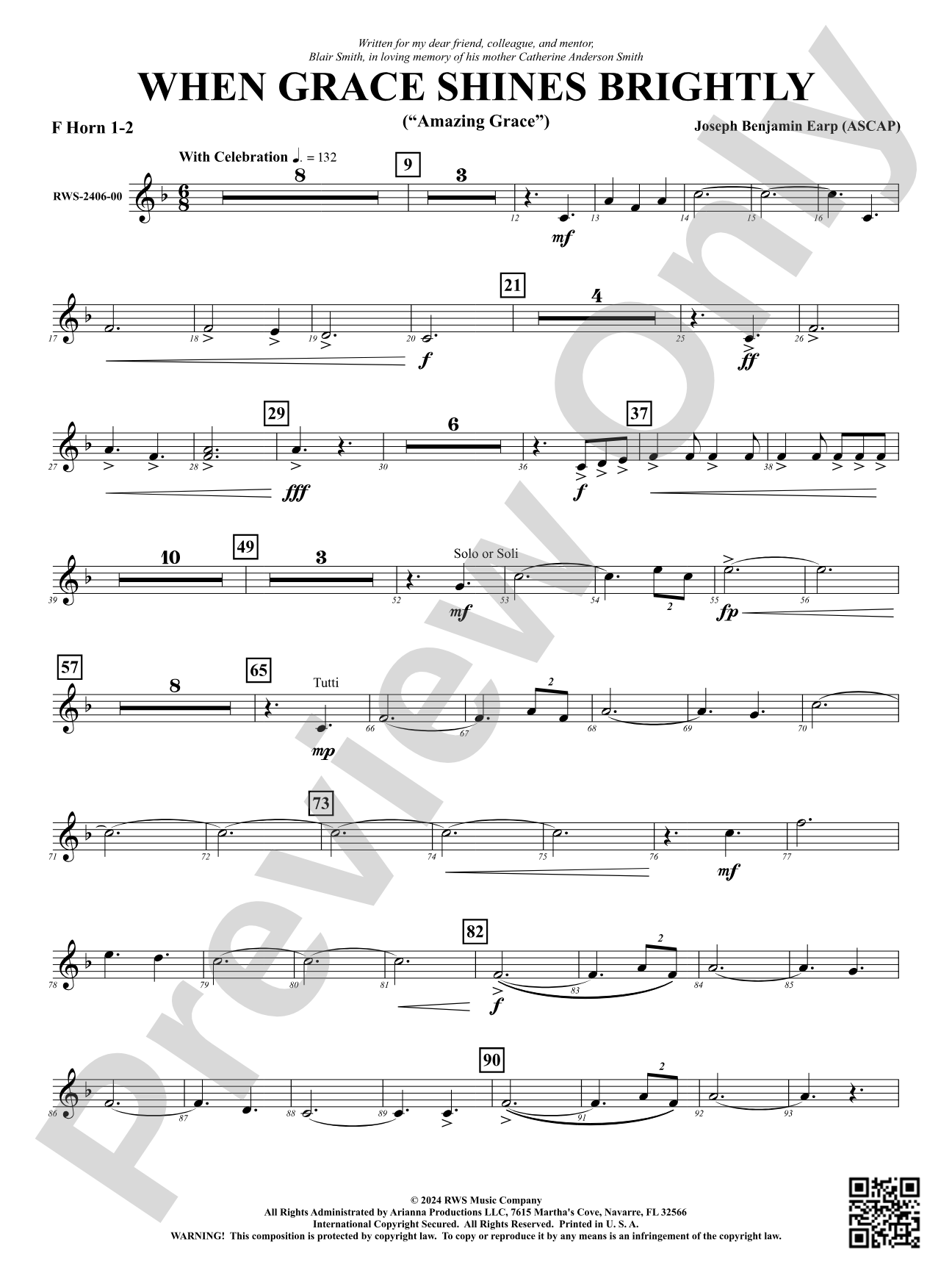 When Grace Shines Brightly - ("Amazing Grace"): 1st & 2nd F Horns