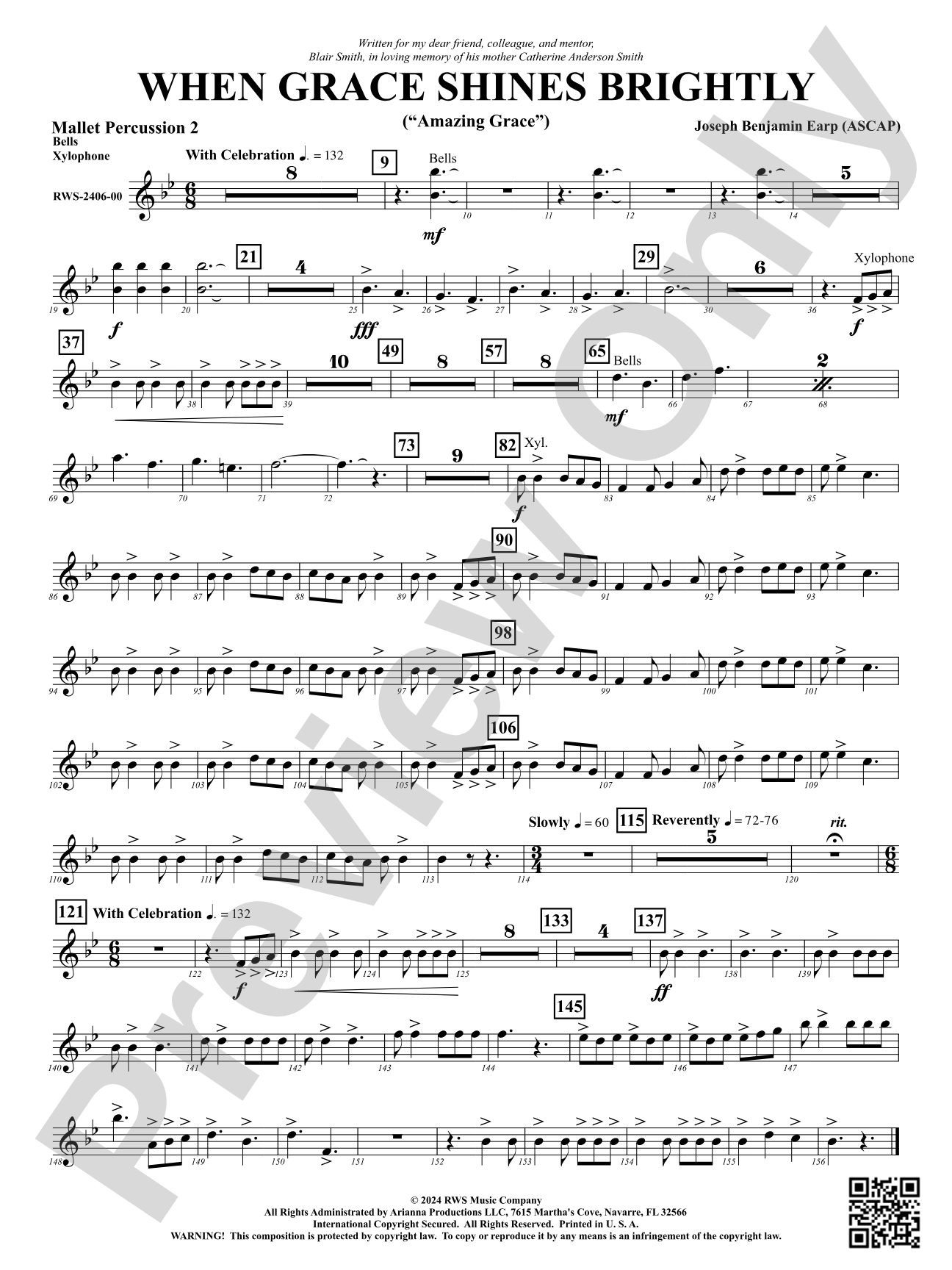 When Grace Shines Brightly - ("Amazing Grace"): 2nd Mallet Percussion