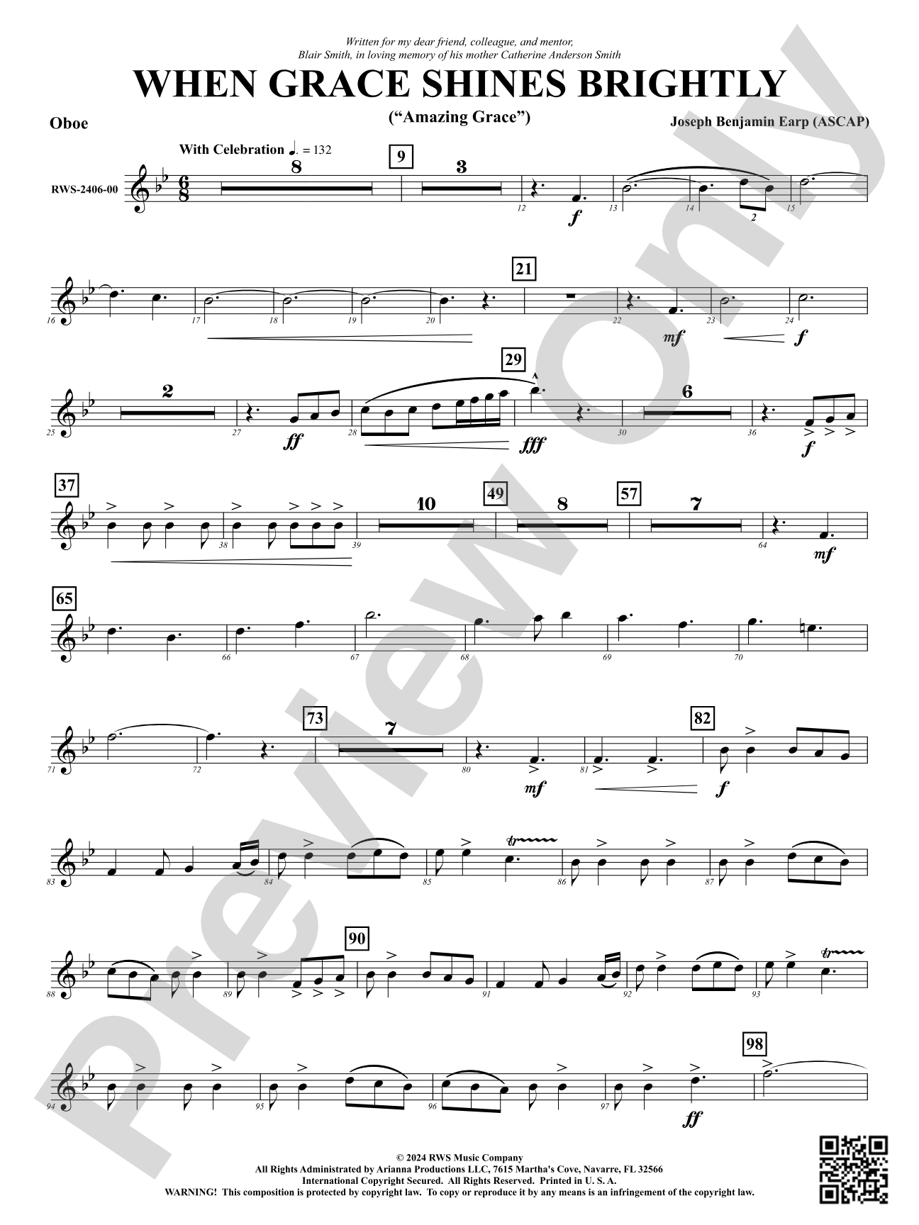When Grace Shines Brightly - ("Amazing Grace"): Oboe