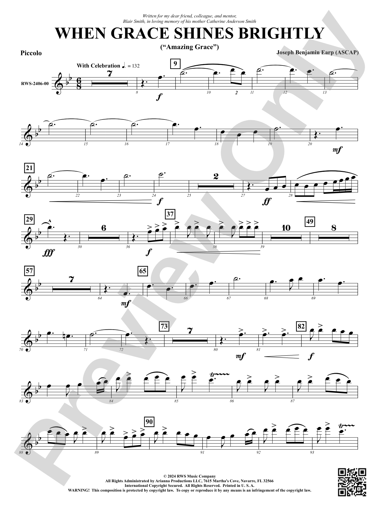 When Grace Shines Brightly - ("Amazing Grace"): Piccolo