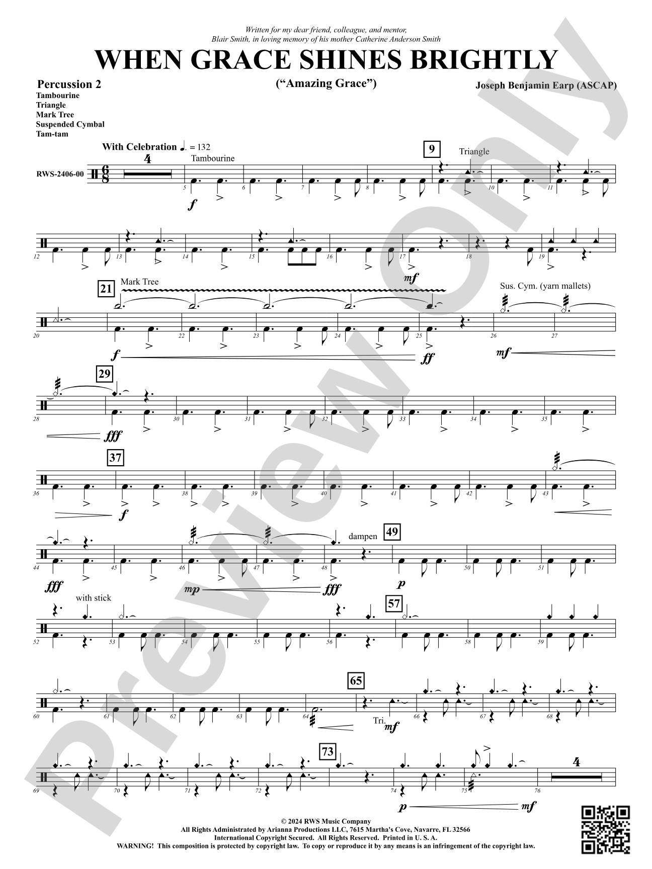 When Grace Shines Brightly - ("Amazing Grace"): 2nd Percussion