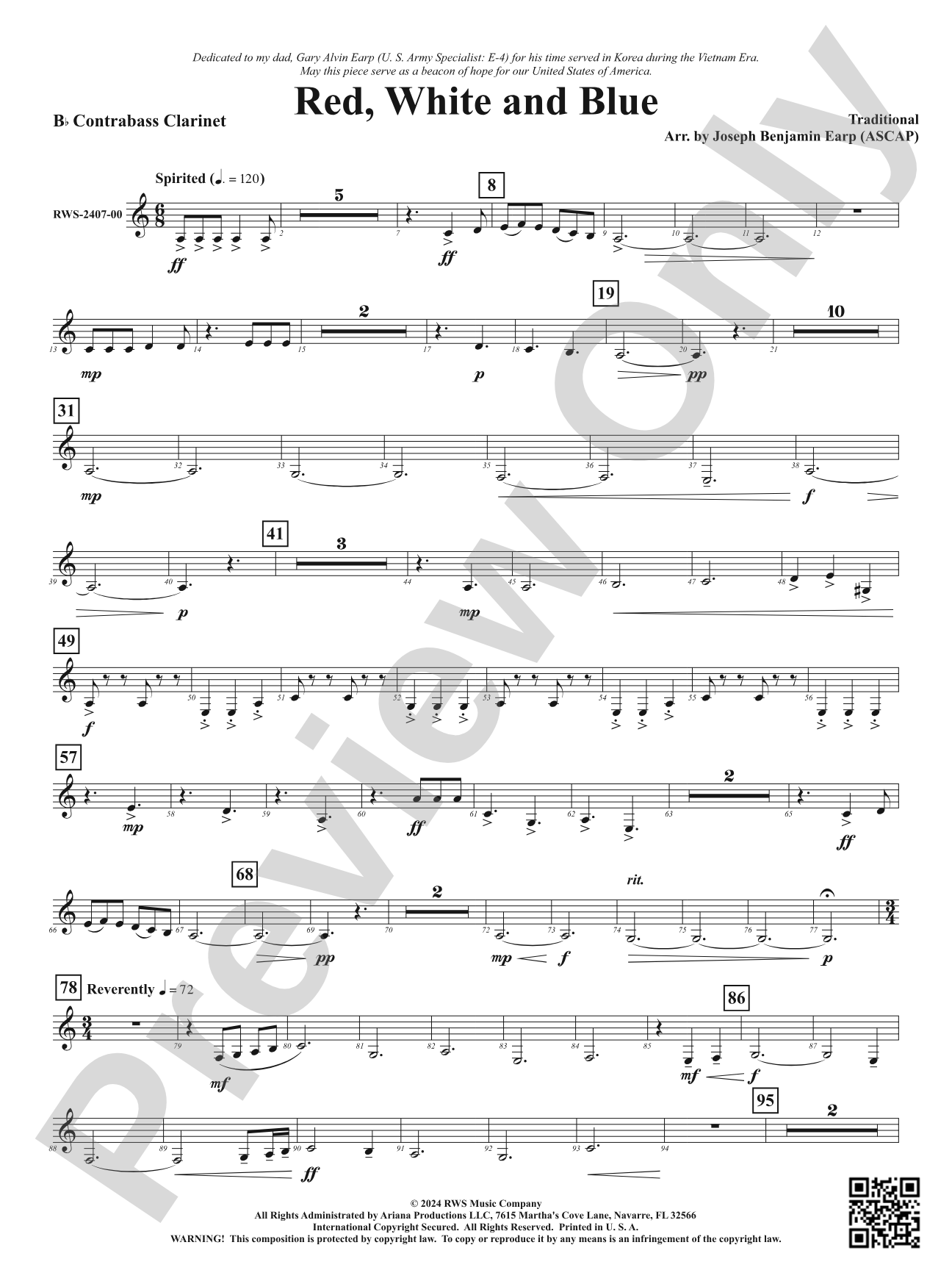Red, White and Blue: B-flat Contrabass Clarinet