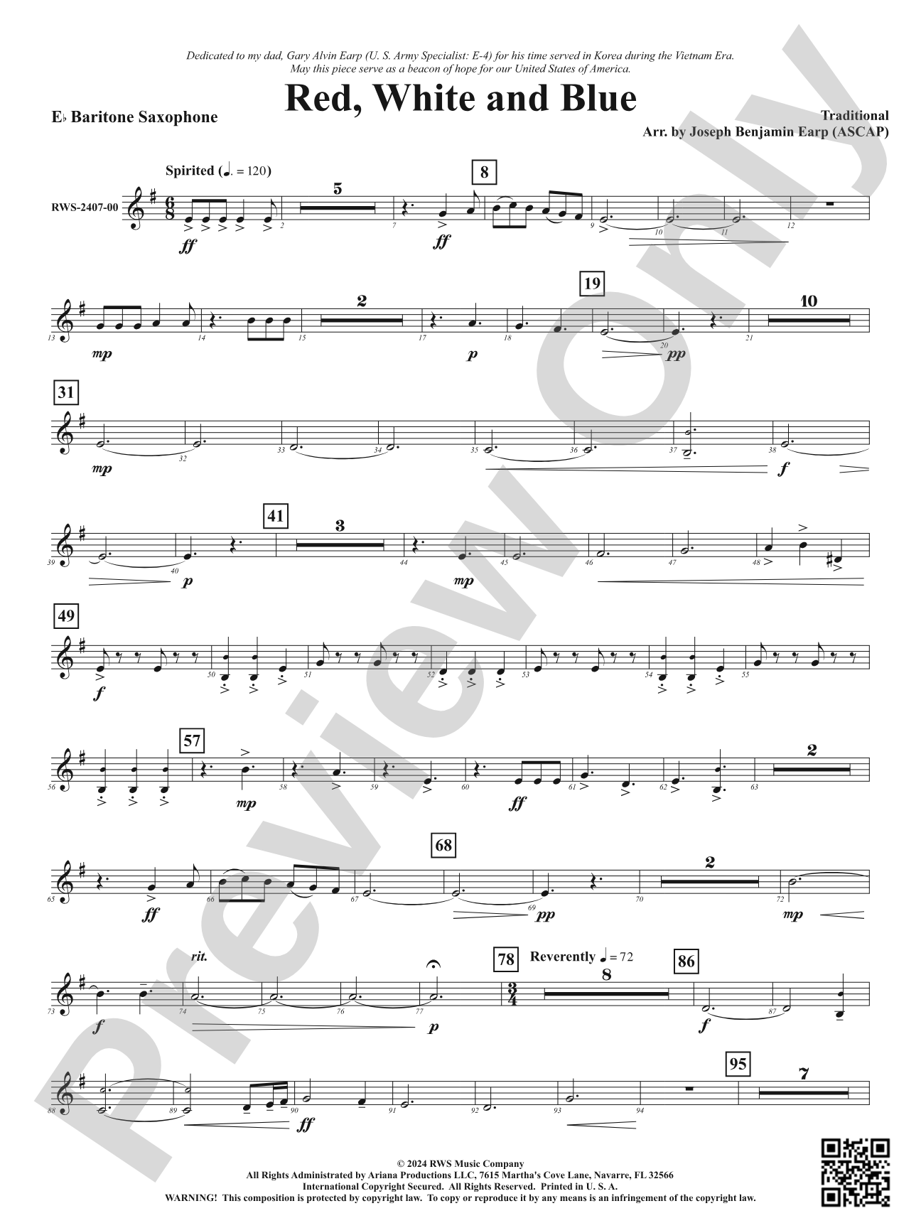Red, White and Blue: E-flat Baritone Saxophone