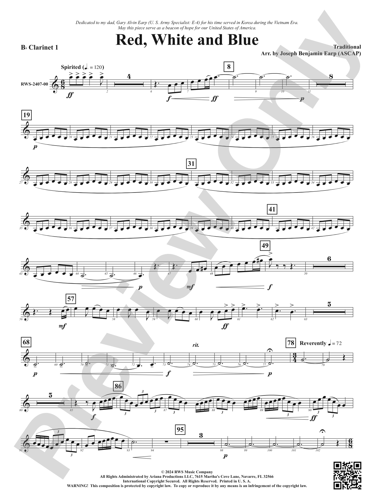 Red, White and Blue: 1st B-flat Clarinet