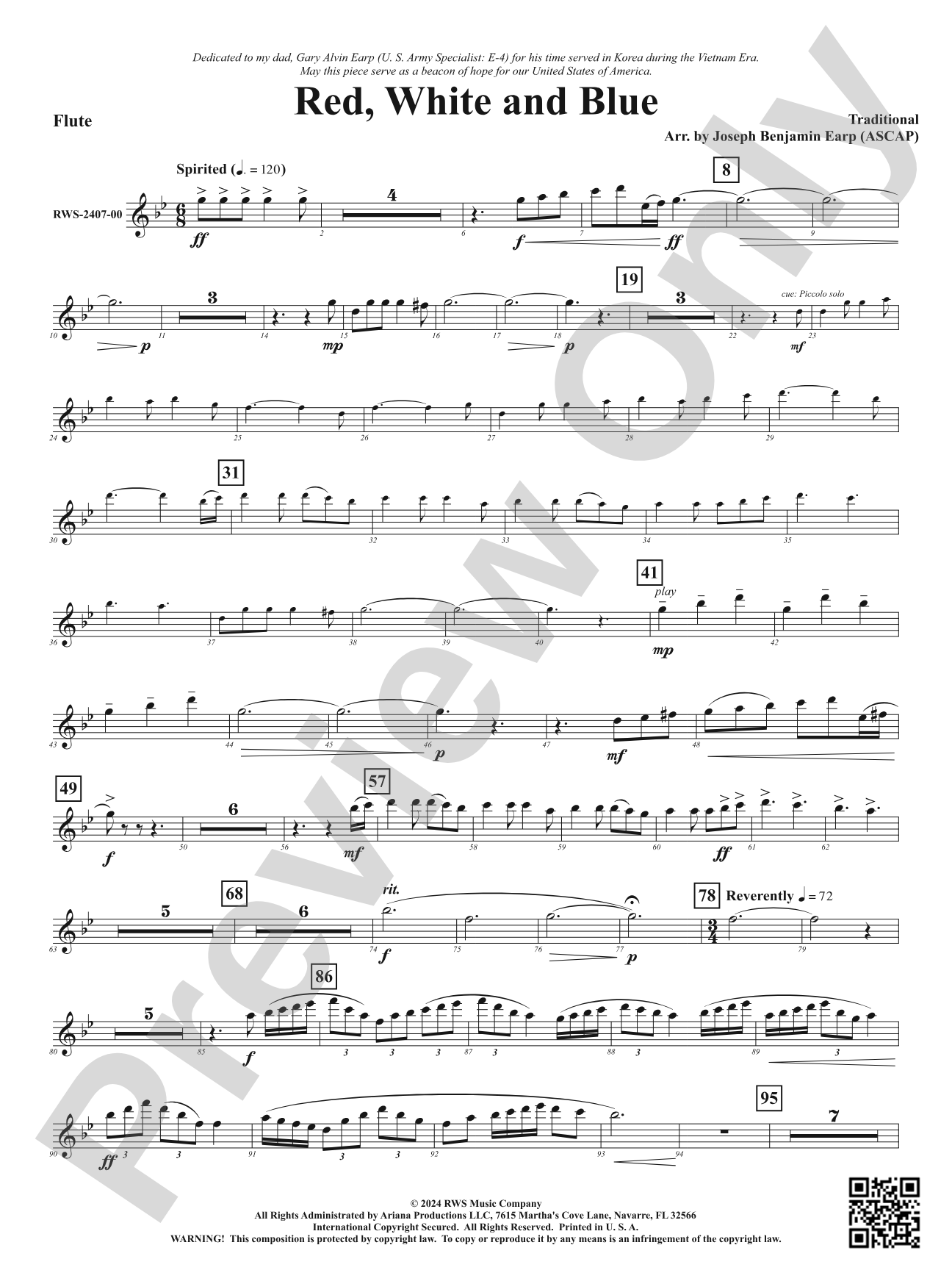 Red, White and Blue: 1st Flute