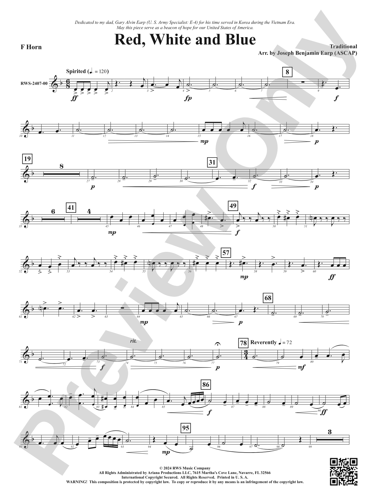 Red, White and Blue: 1st F Horn