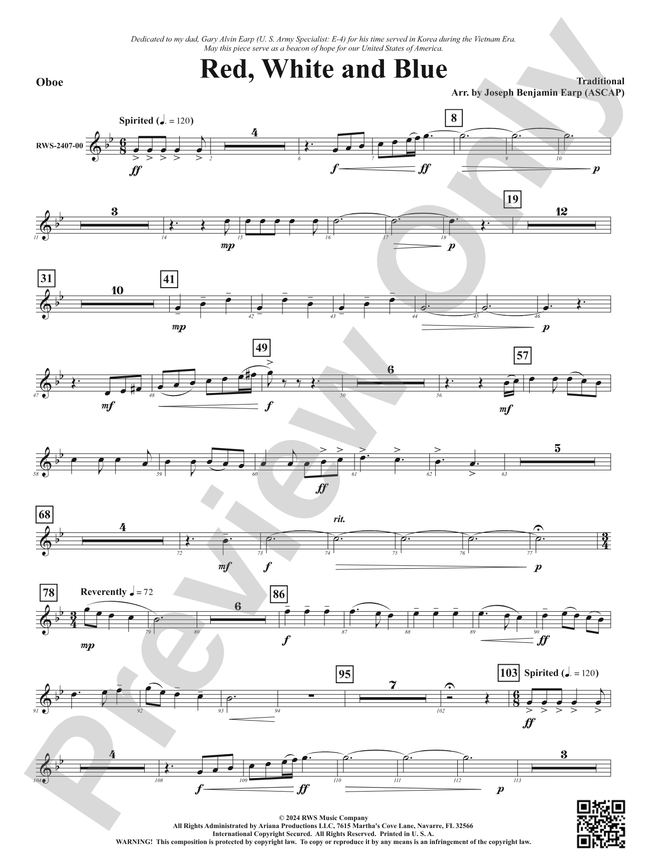 Red, White and Blue: Oboe