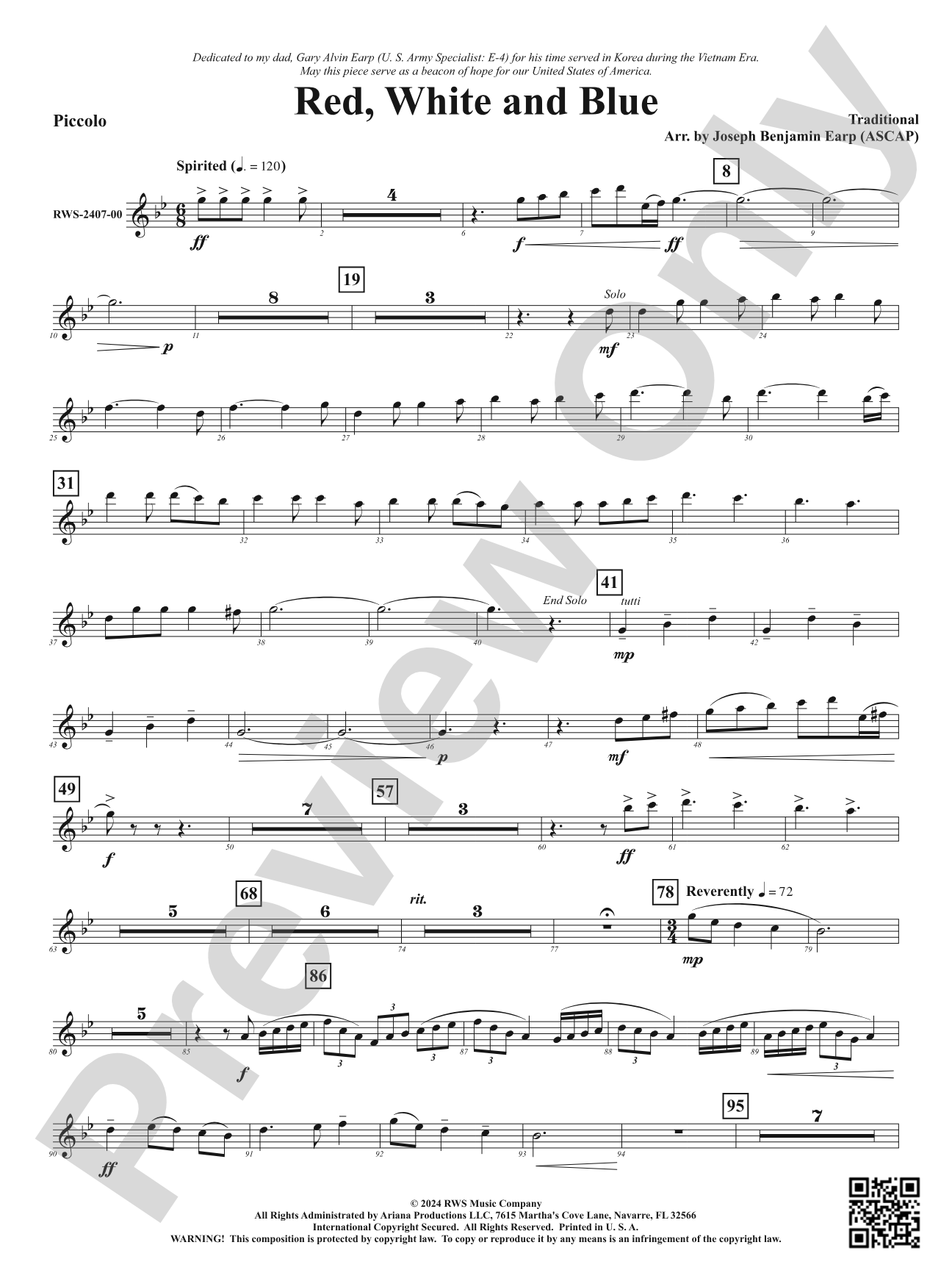 Red, White and Blue: Piccolo