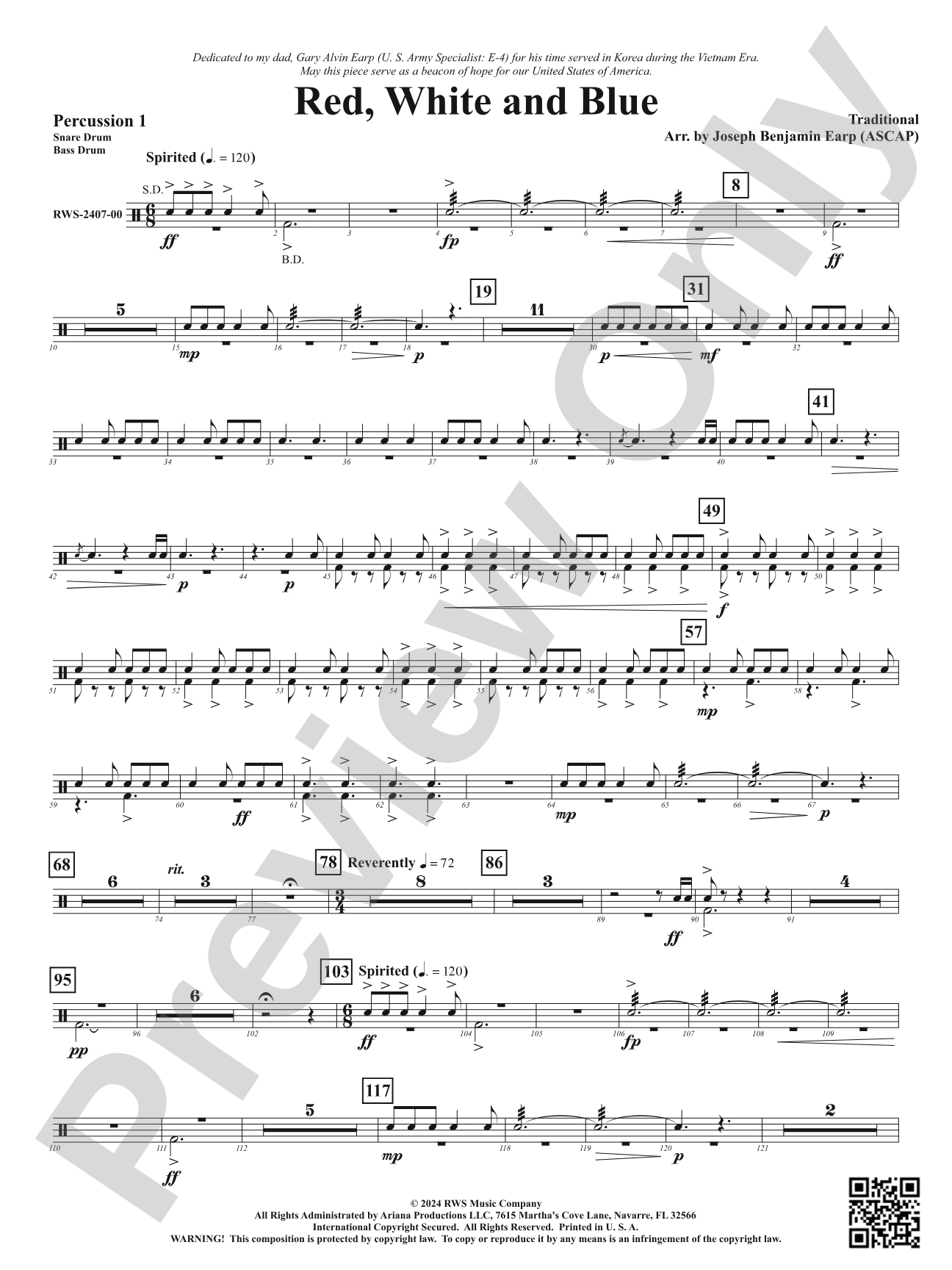 Red, White and Blue: 1st Percussion