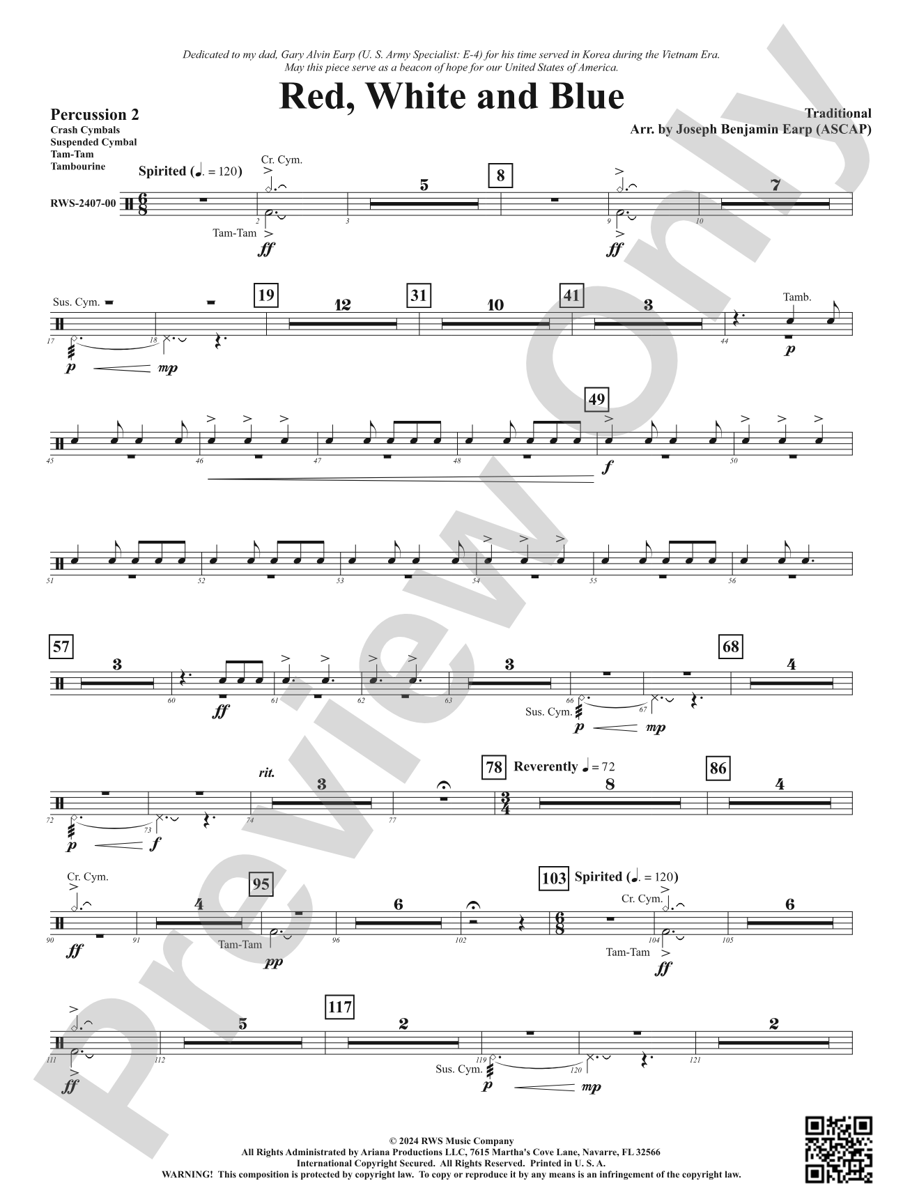 Red, White and Blue: 2nd Percussion