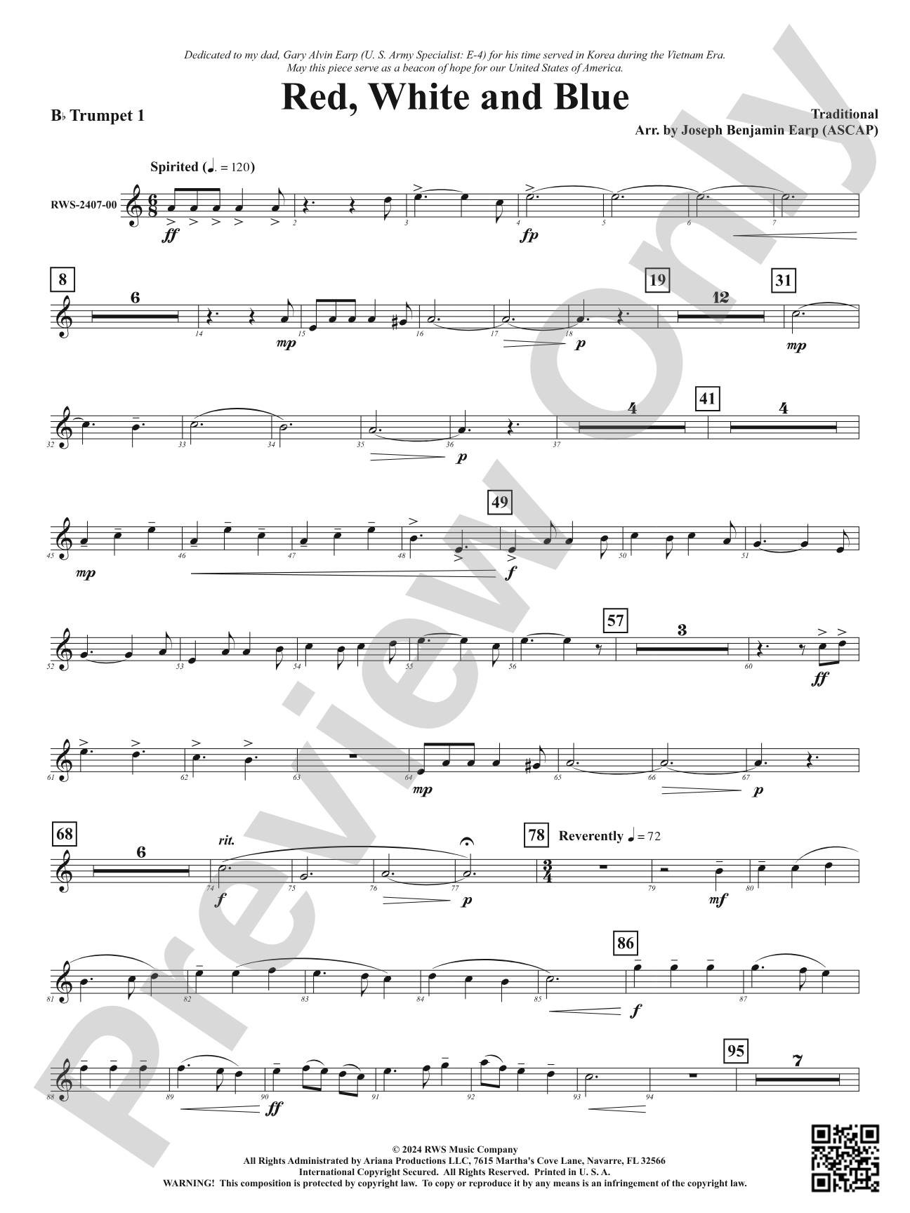 Red, White and Blue: 1st B-flat Trumpet