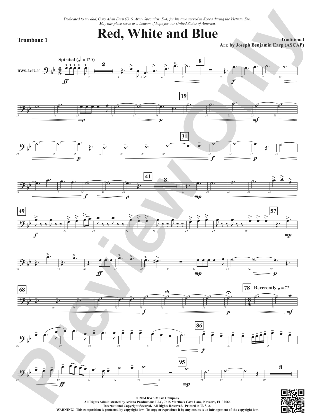 Red, White and Blue: 1st Trombone