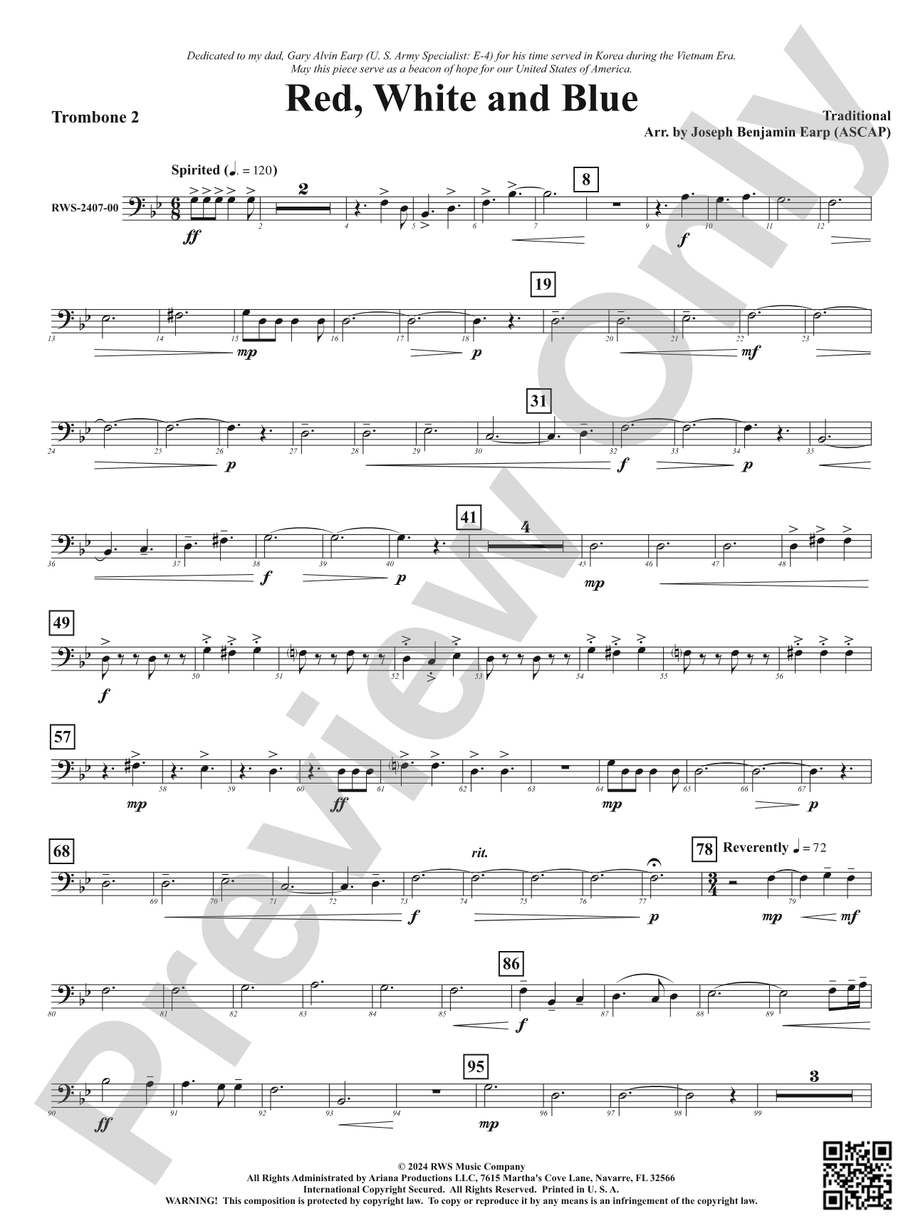 Red, White and Blue: 2nd Trombone