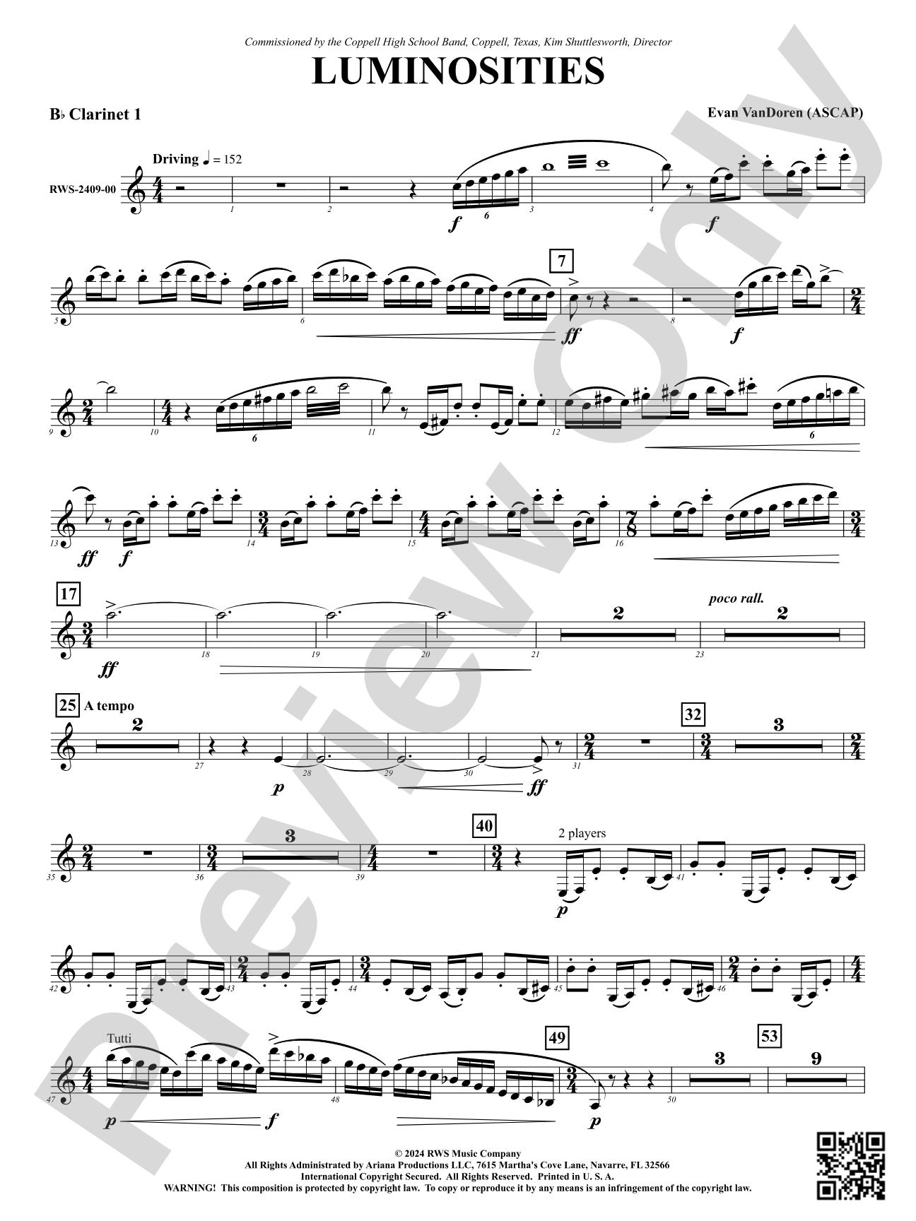 Luminosities: 1st B-flat Clarinet