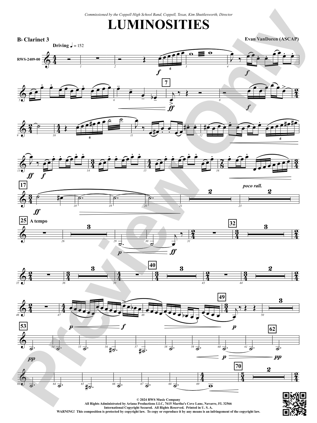 Luminosities: 3rd B-flat Clarinet