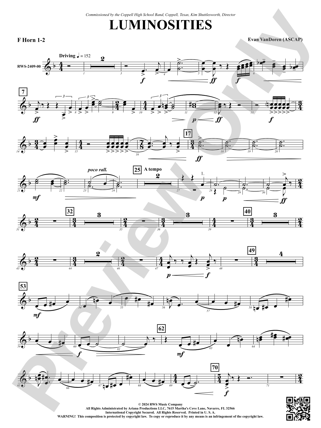 Luminosities: 1st & 2nd F Horns