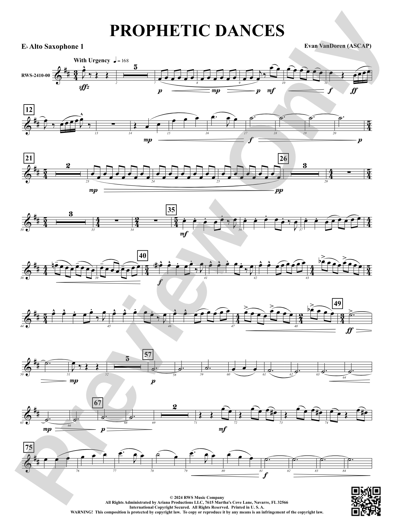 Prophetic Dances: 1st E-flat Alto Saxophone