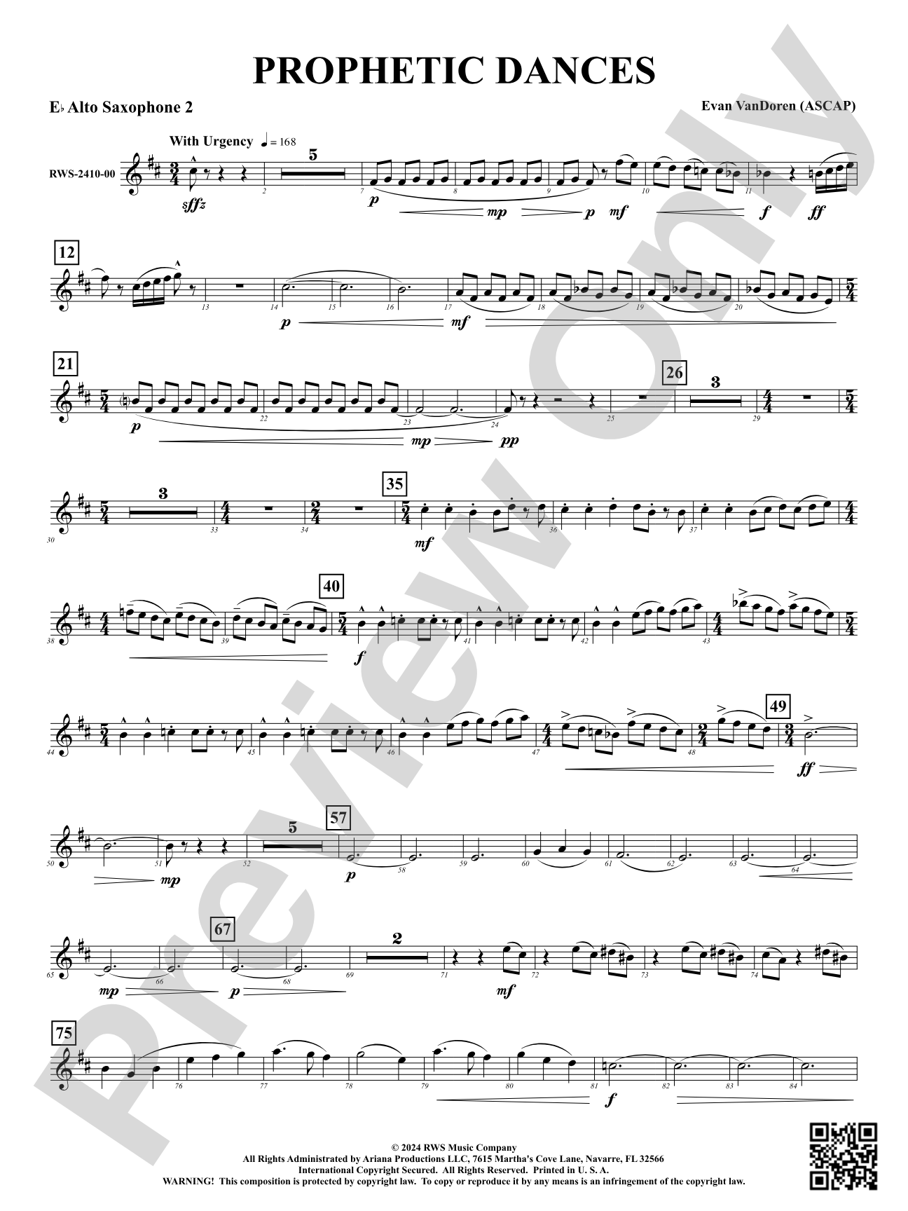 Prophetic Dances: 2nd E-flat Alto Saxophone