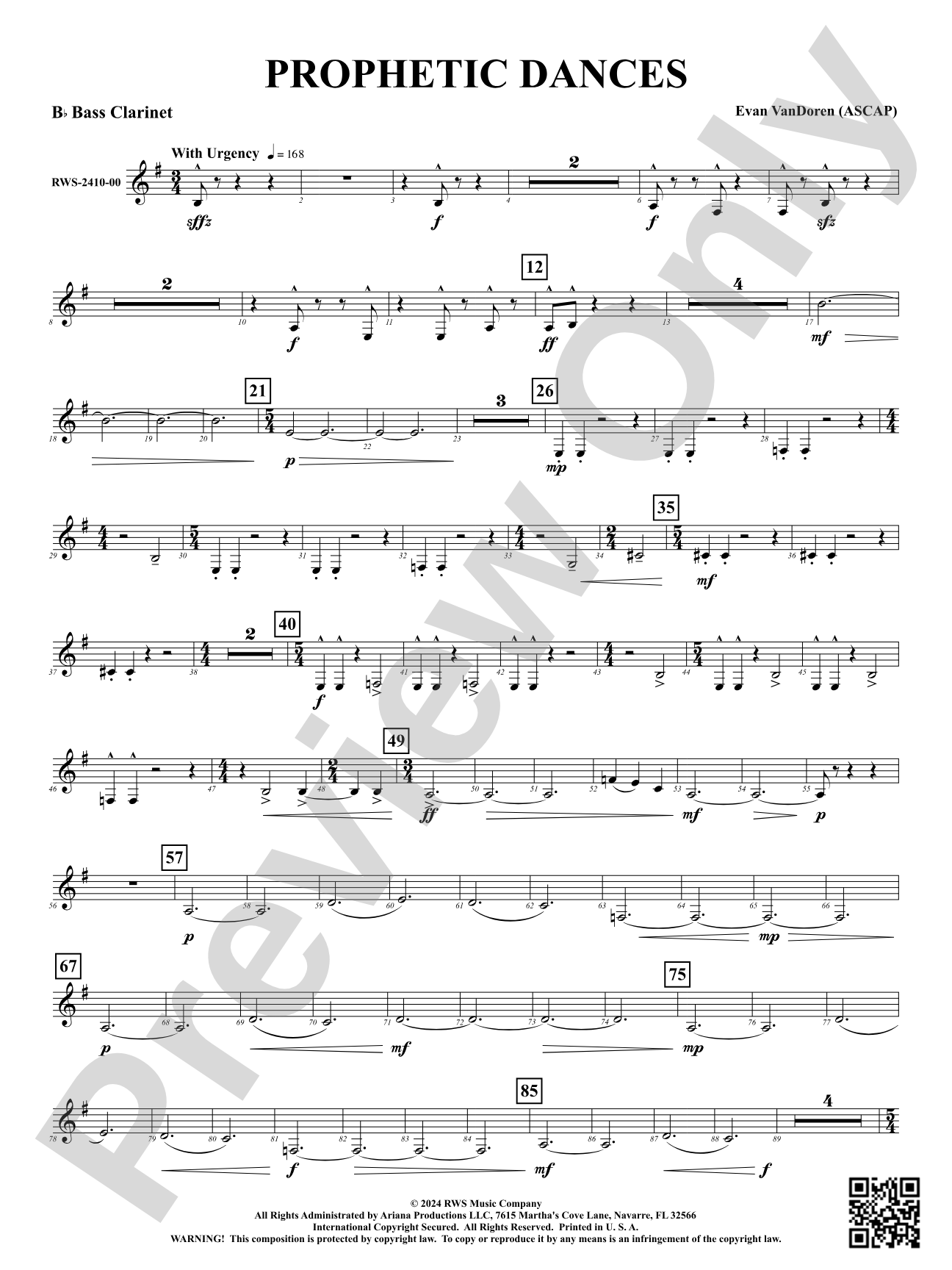 Prophetic Dances: Bass Clarinet