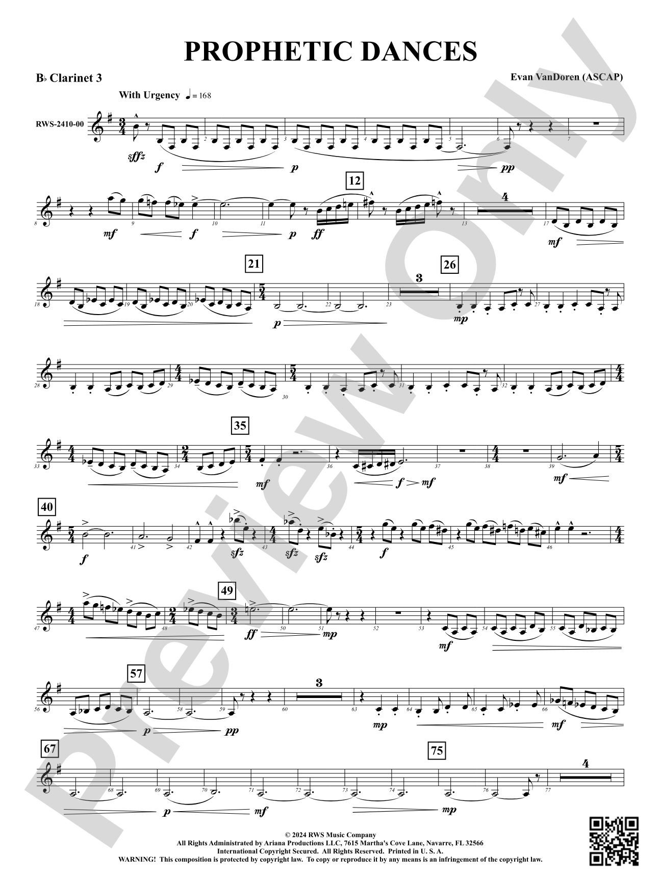 Prophetic Dances: 3rd B-flat Clarinet