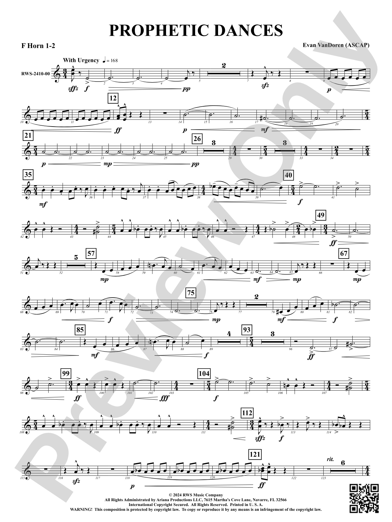 Prophetic Dances: 1st & 2nd F Horns