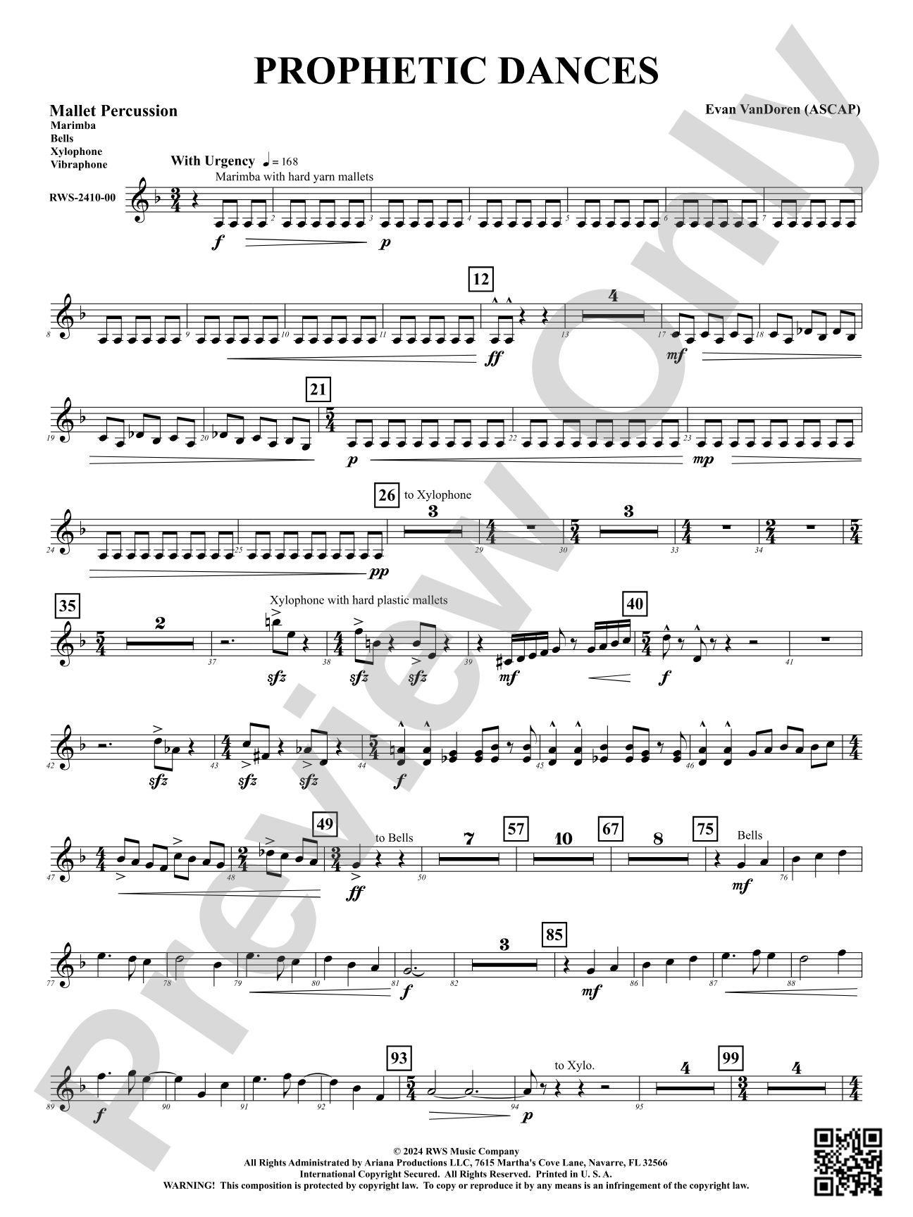 Prophetic Dances: 1st Mallet Percussion