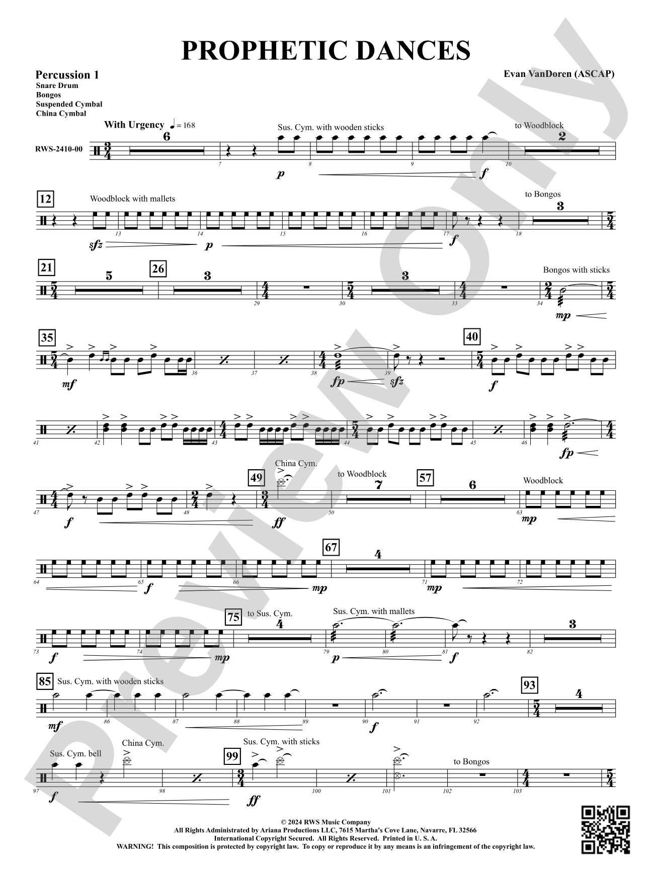 Prophetic Dances: 1st Percussion