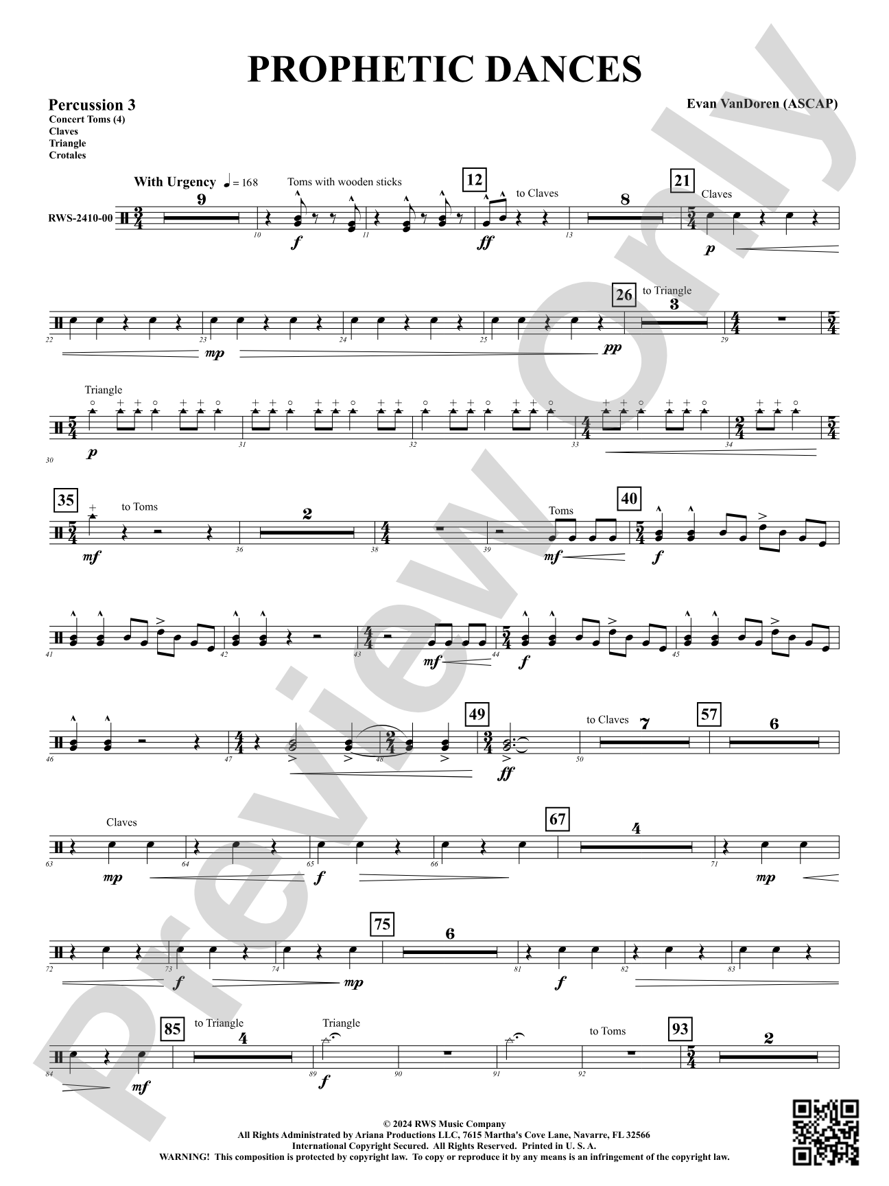 Prophetic Dances: 3rd Percussion