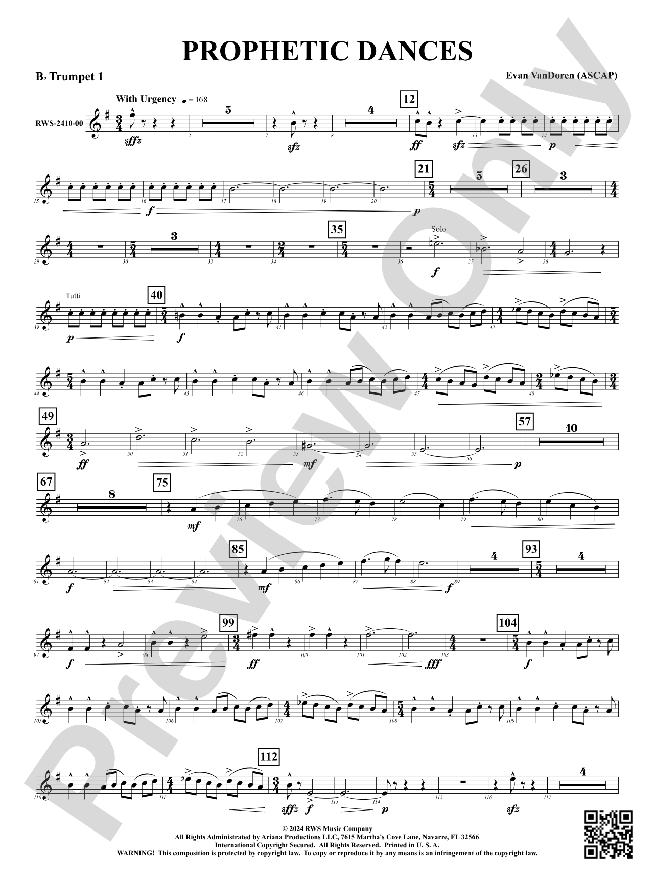 Prophetic Dances: 1st B-flat Trumpet
