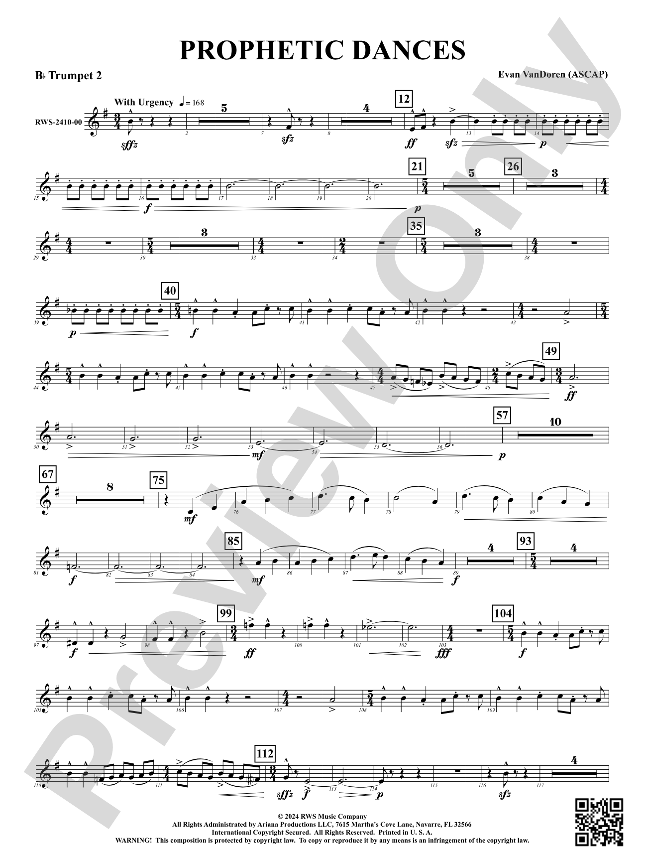 Prophetic Dances: 2nd B-flat Trumpet