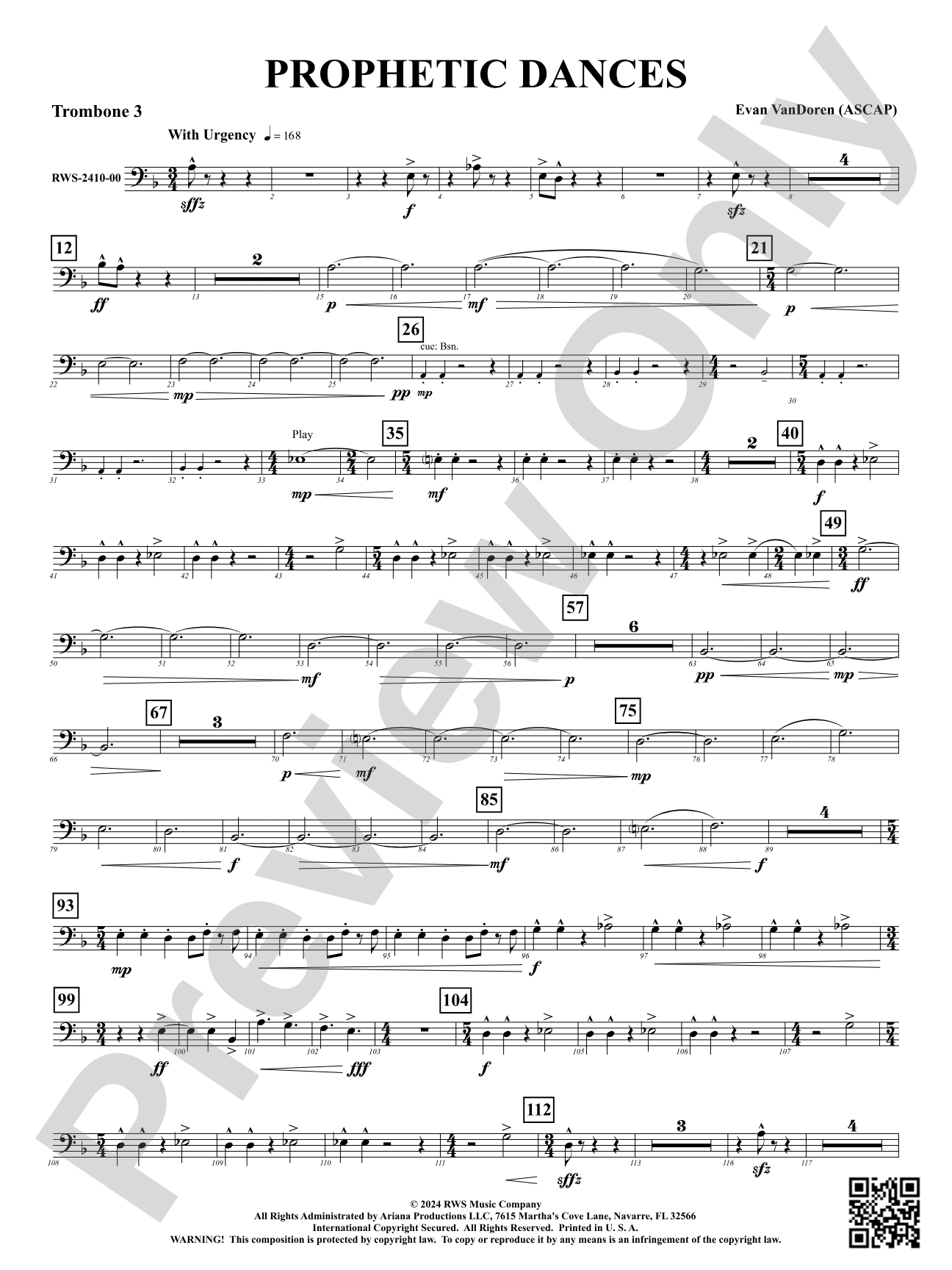 Prophetic Dances: 3rd Trombone
