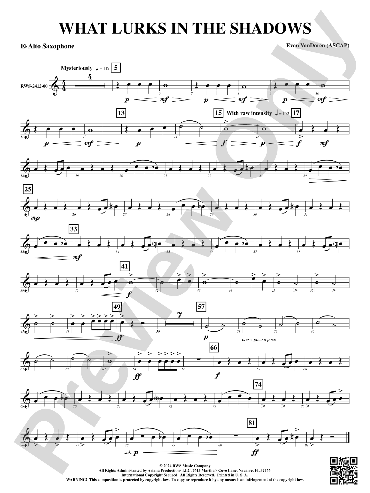 What Lurks in the Shadows: 1st E-flat Alto Saxophone