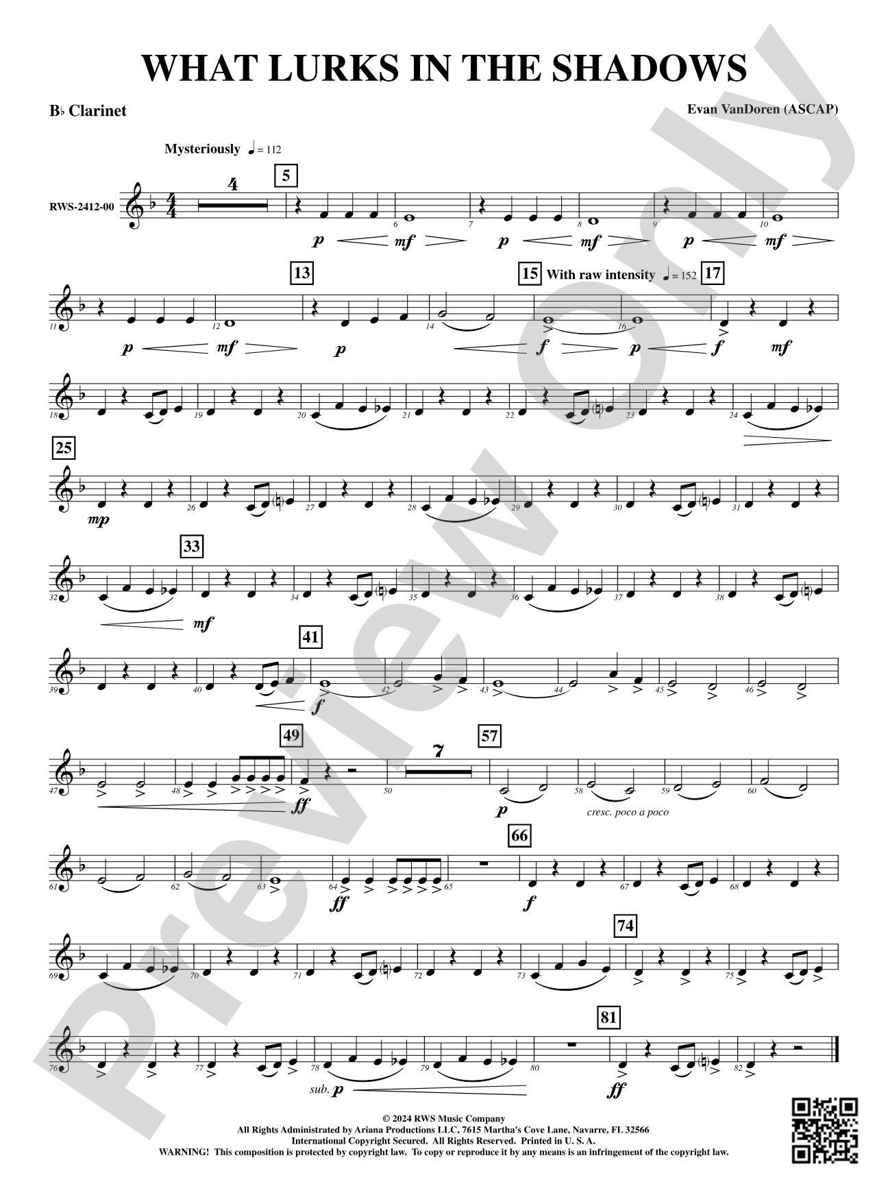 What Lurks in the Shadows: 1st B-flat Clarinet
