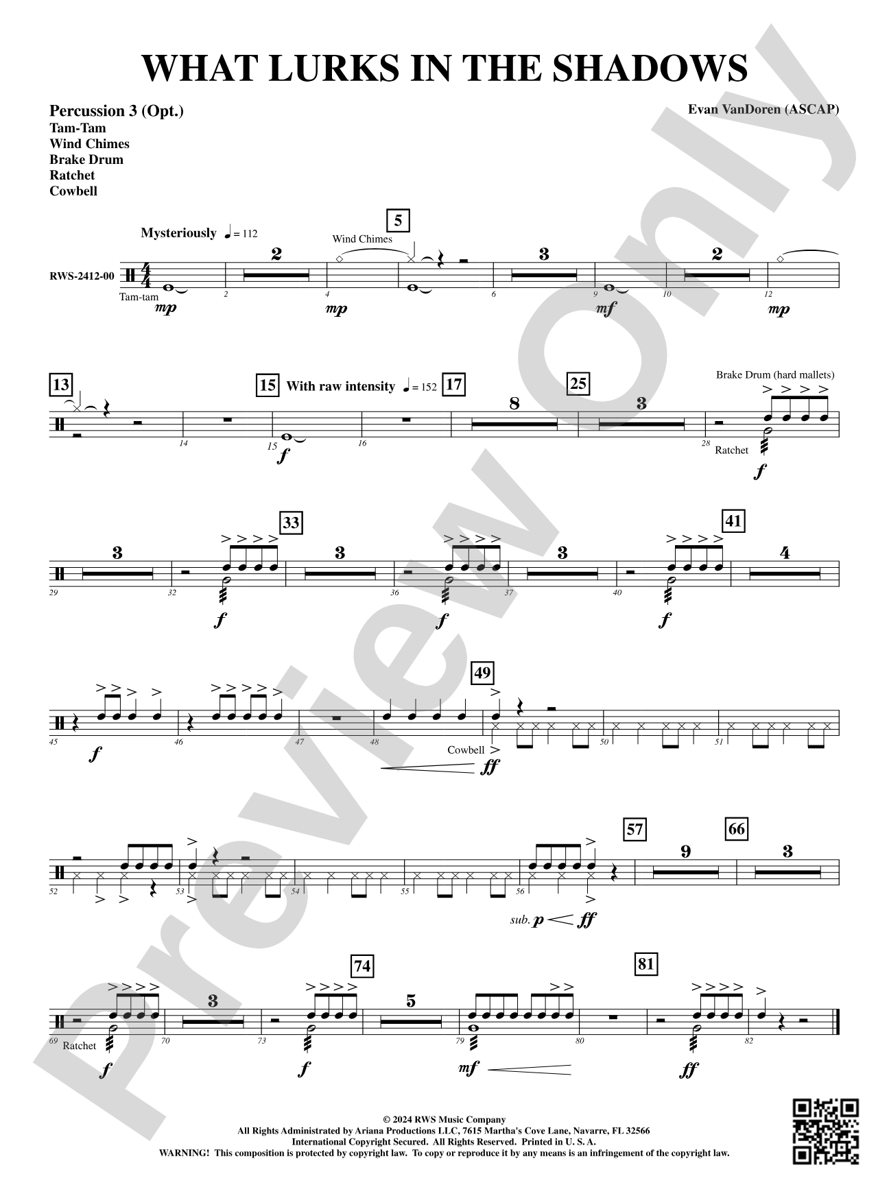 What Lurks in the Shadows: 3rd Percussion